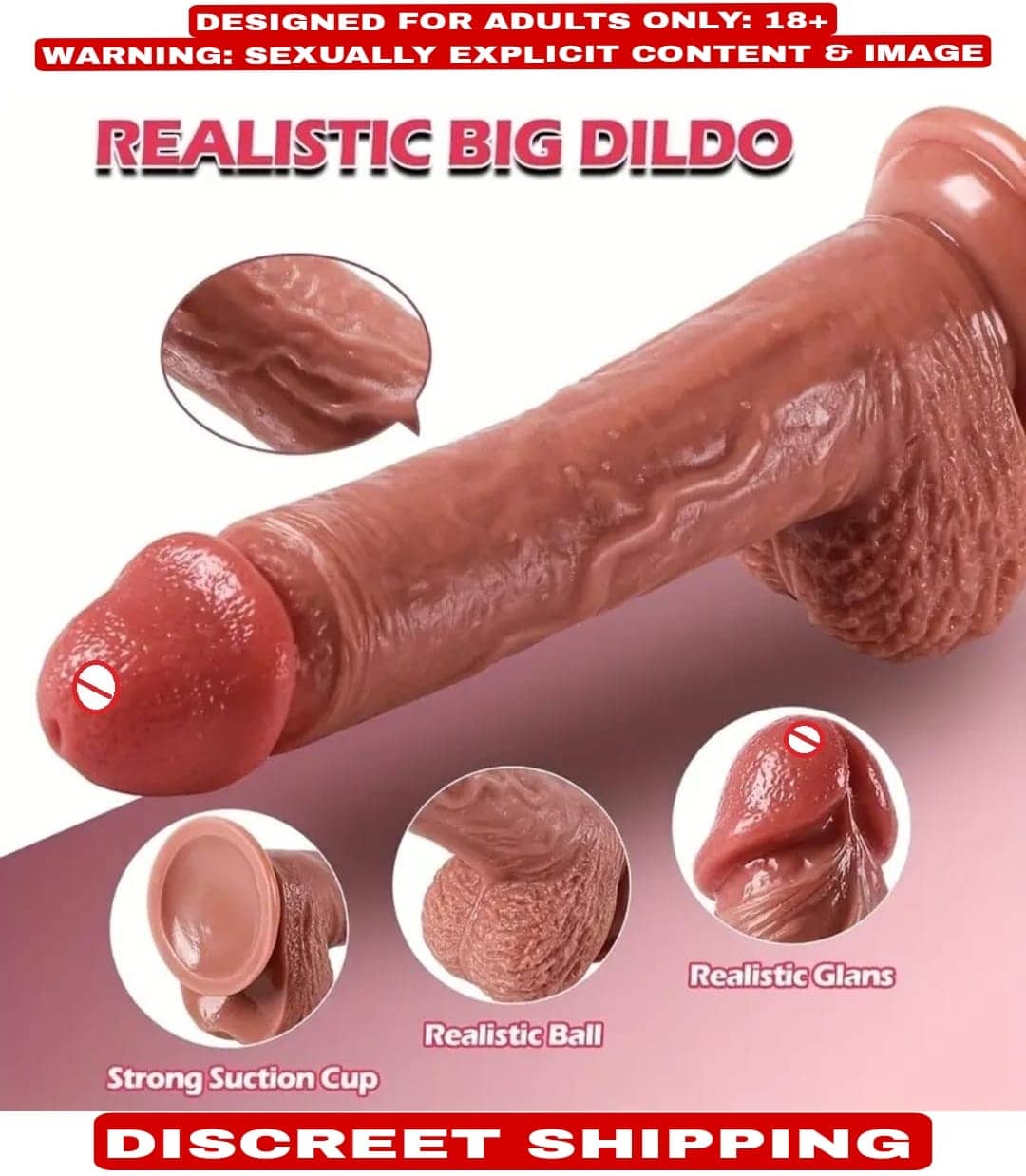 Super Premium Quality Suction Base 7 Inch Pink Head Skin Dildo For Women By Kamahouse