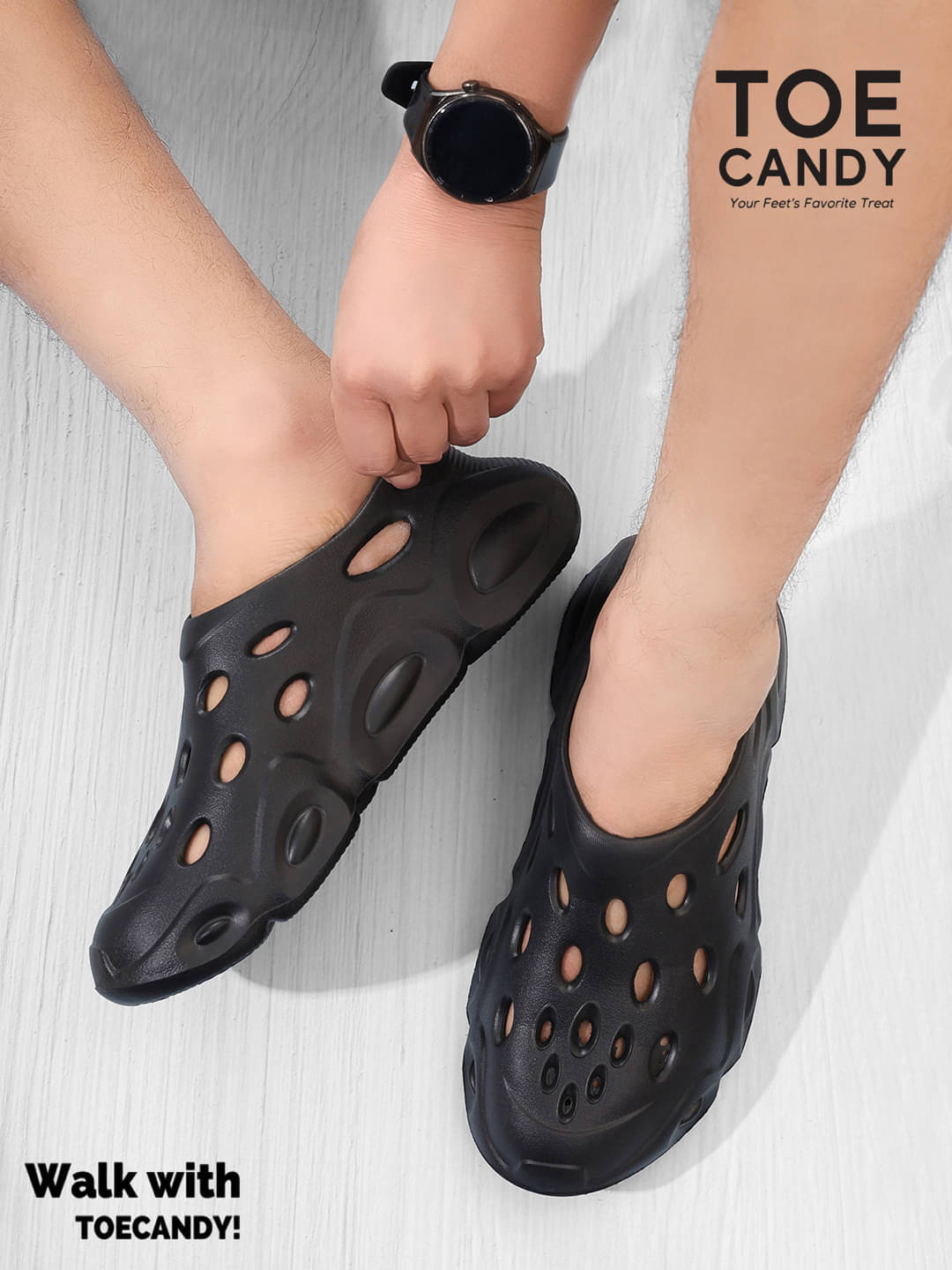    			TOE CANDY - Black Men's Clogs
