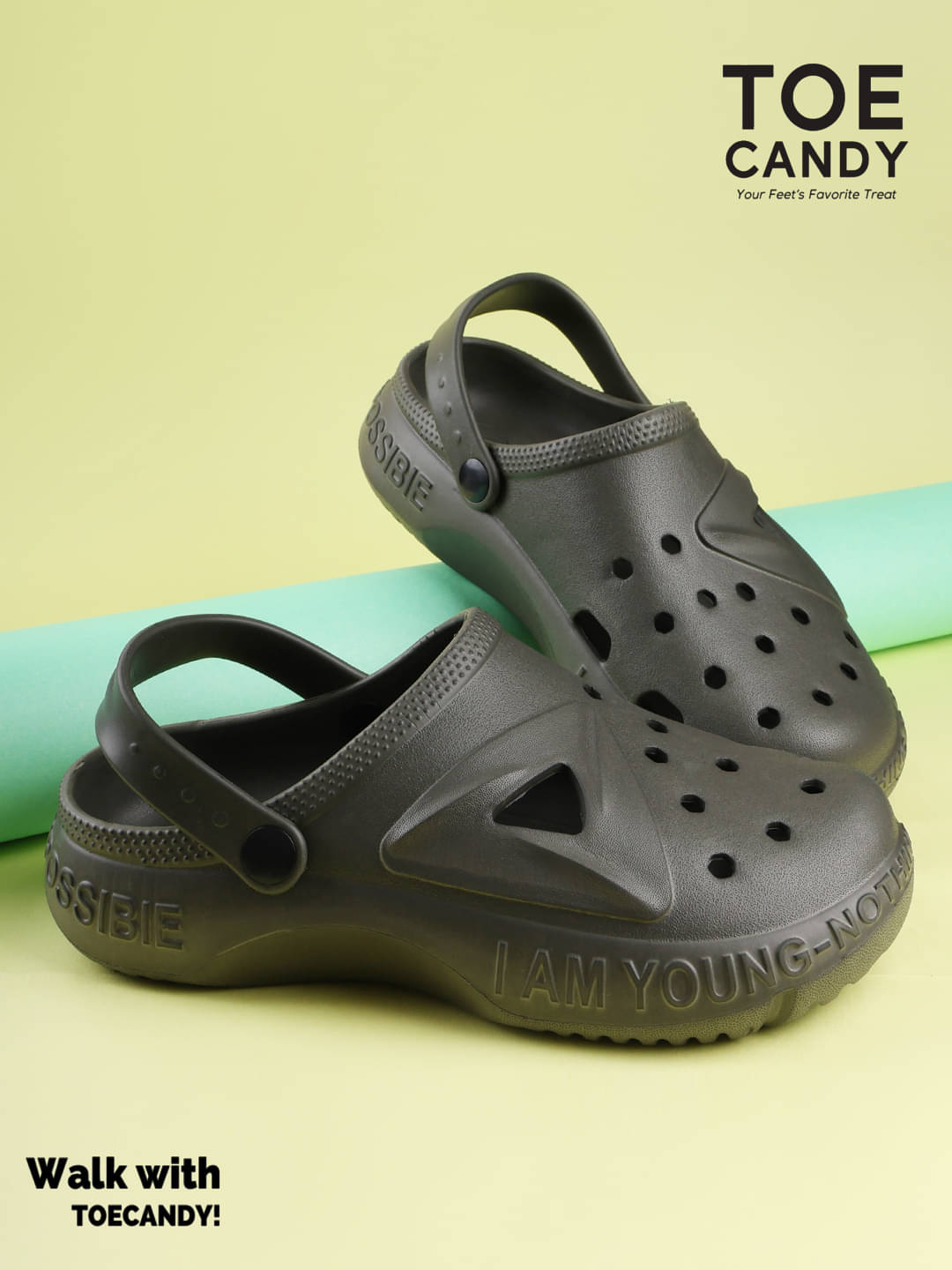     			TOE CANDY - OliveGreen Men's Clogs
