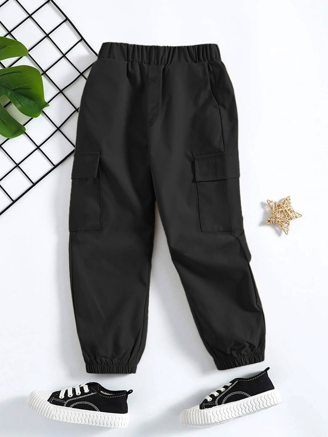     			Trampoline Pack of 1 Boys Cotton Blend Cargos ( Black )