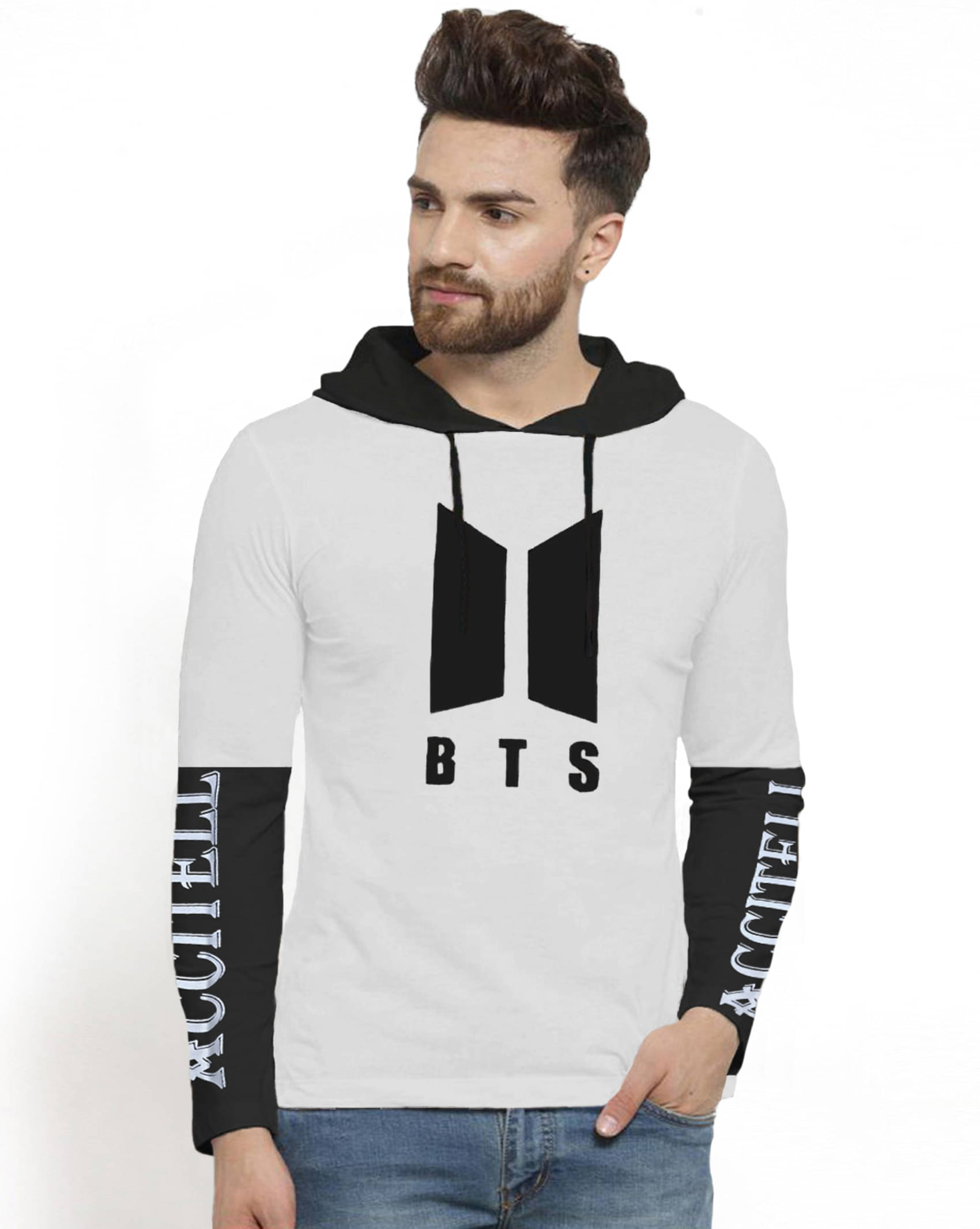     			Try This Cotton Blend Hooded Men's Sweatshirt - White ( Pack of 1 )