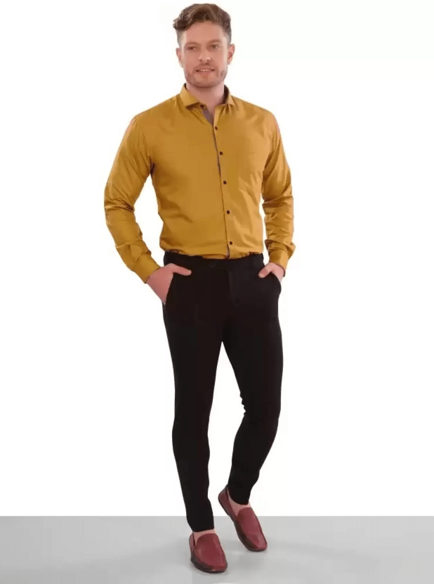 VERTUSY Cotton Blend Regular Fit Solids Full Sleeves Men's Casual Shirt - Yellow ( Pack of 1 ) VERTUSY Cotton Blend Regular Fit Solids Full Sleeves Men's Casual Shirt - Yellow ( Pack of 1 )