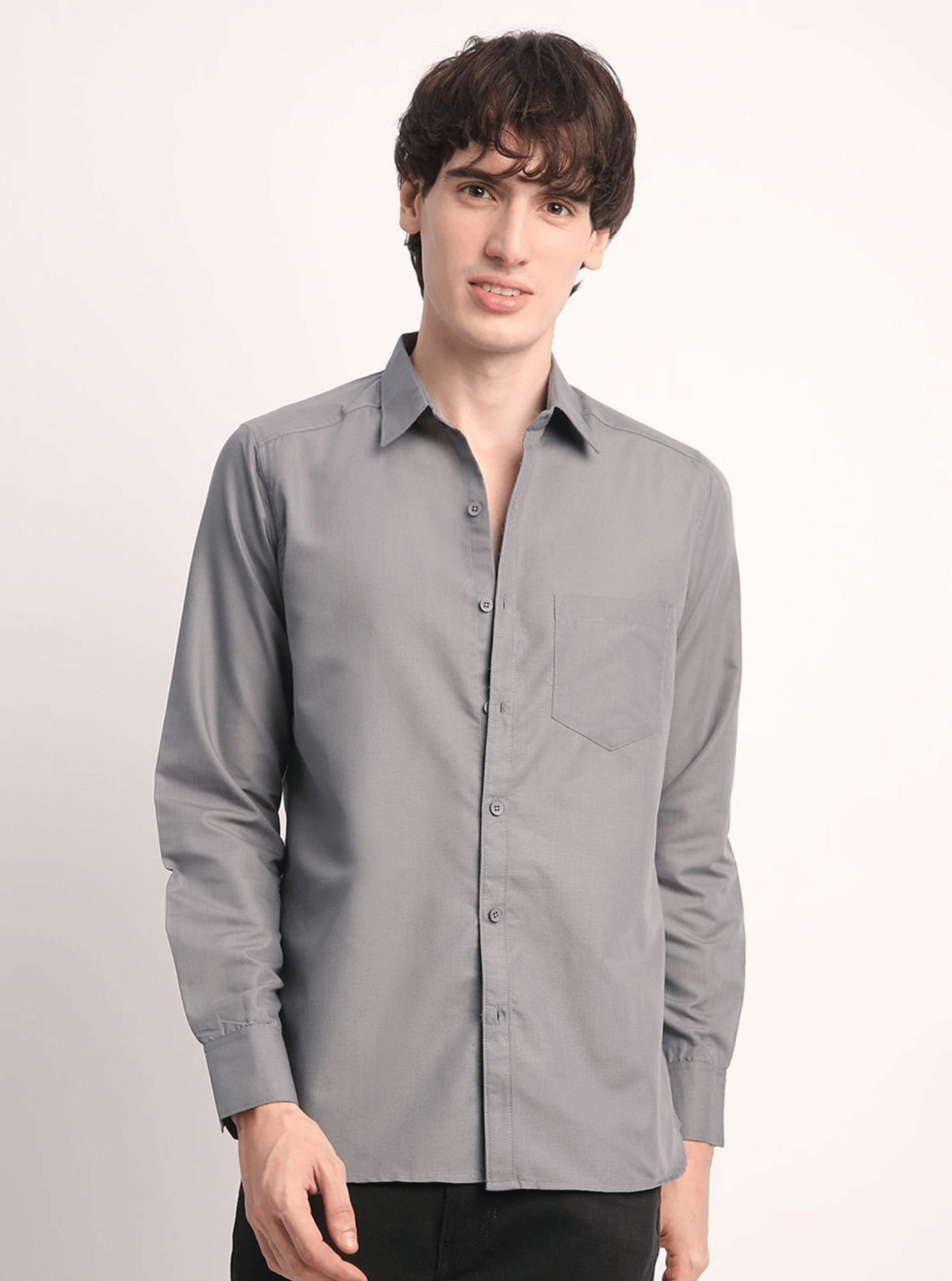     			VERTUSY Cotton Blend Regular Fit Solids Full Sleeves Men's Casual Shirt - Grey ( Pack of 1 )