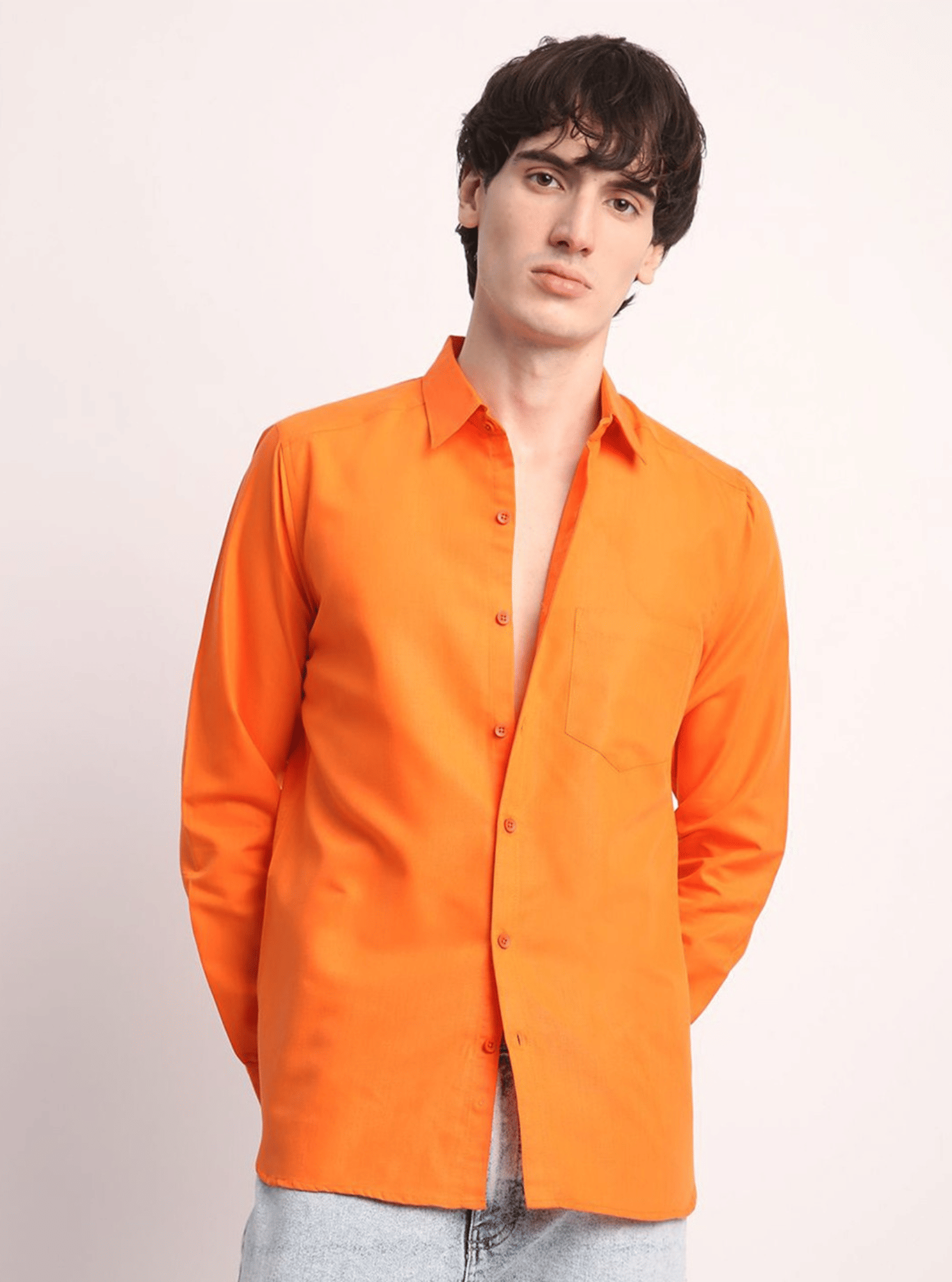     			VERTUSY Cotton Blend Regular Fit Solids Full Sleeves Men's Casual Shirt - Orange ( Pack of 1 )