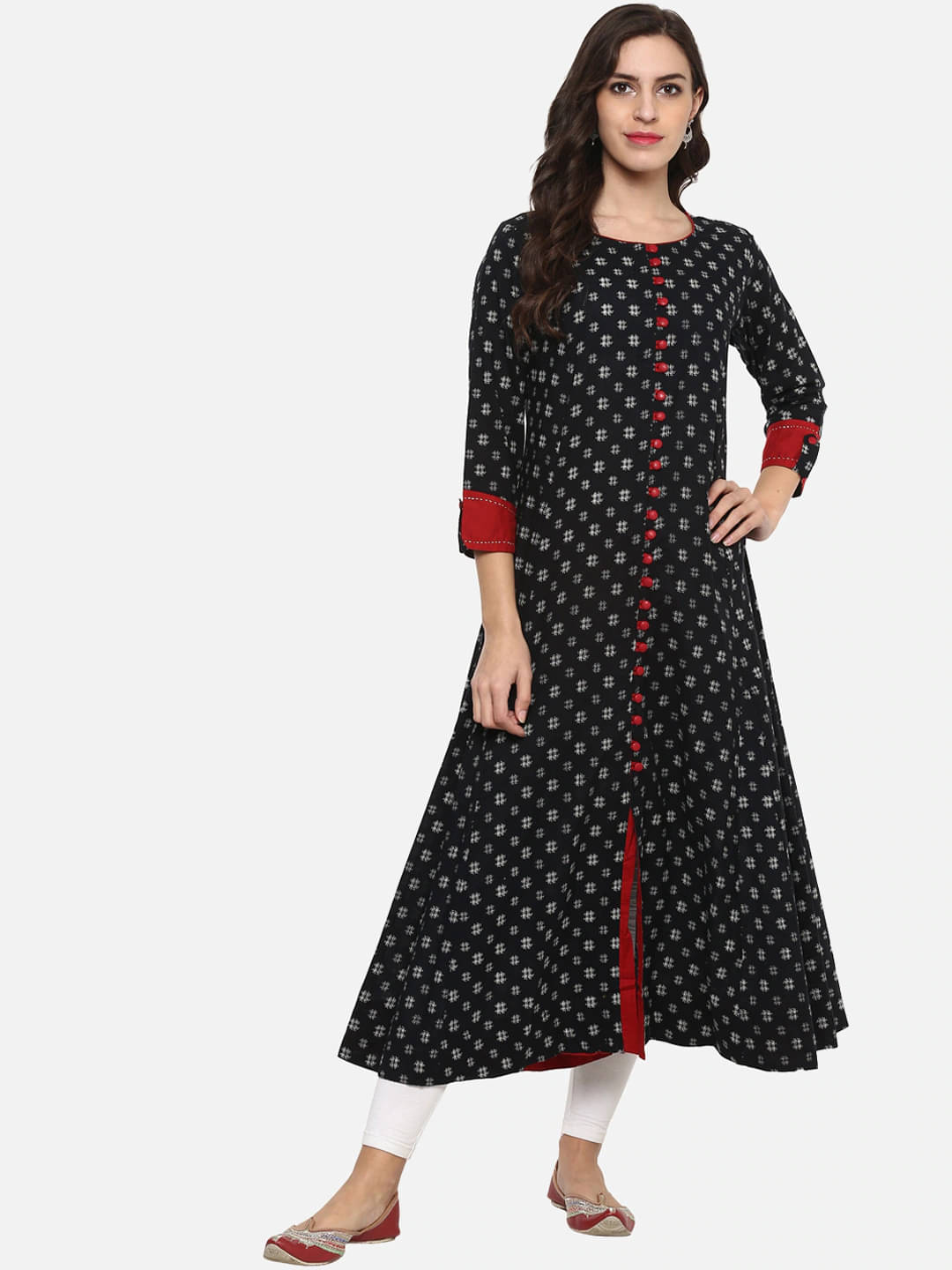 Yash Gallery Pack of 1 Cotton Printed Front Slit Women's Kurti - ( Black ) Yash Gallery Pack of 1 Cotton Printed Front Slit Women's Kurti - ( Black )
