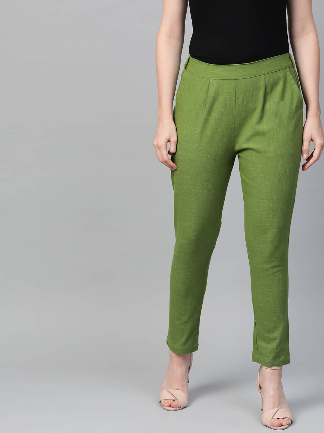     			Yash Gallery Pack of 1 Cotton Regular Women's Casual Pants ( Green )
