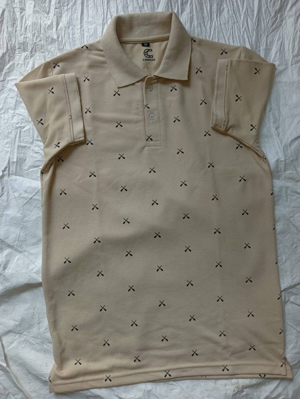     			connan Pack of 1 Cotton Blend Regular Fit Printed Half Sleeves Men's Polo T Shirt ( Beige )