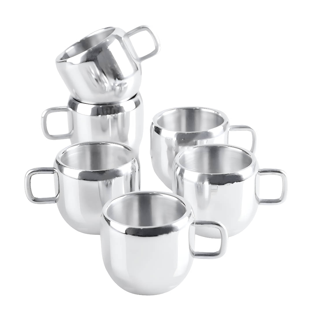 APEIRON Apple Shape Cup Pk 6 Solid Stainless Steel Tea Cup 80 ml ( Pack of 6 ) APEIRON Apple Shape Cup Pk 6 Solid Stainless Steel Tea Cup 80 ml ( Pack of 6 )