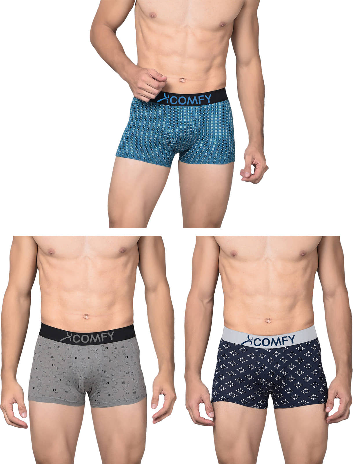 Amul comfy Pack of 3 Cotton Trunks For Men's ( Multicolor )