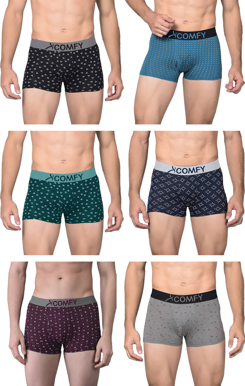 Amul comfy Pack of 6 Cotton Trunks For Men's ( Multicolor ) Amul comfy Pack of 6 Cotton Trunks For Men's ( Multicolor )