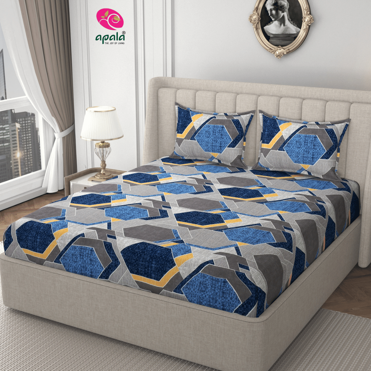     			Apala Microfiber 1 Double King Bedsheet with 2 Pillow Covers ( Blue )