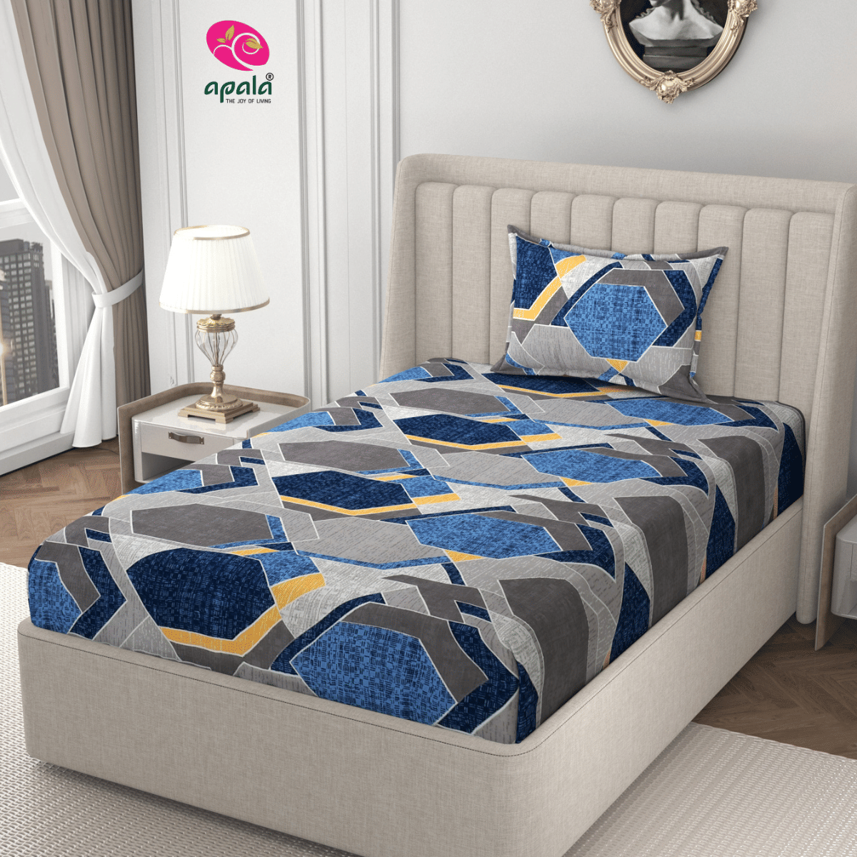 Apala Microfiber 1 Single Bedsheet with 1 Pillow Cover ( Blue ) Apala Microfiber 1 Single Bedsheet with 1 Pillow Cover ( Blue )