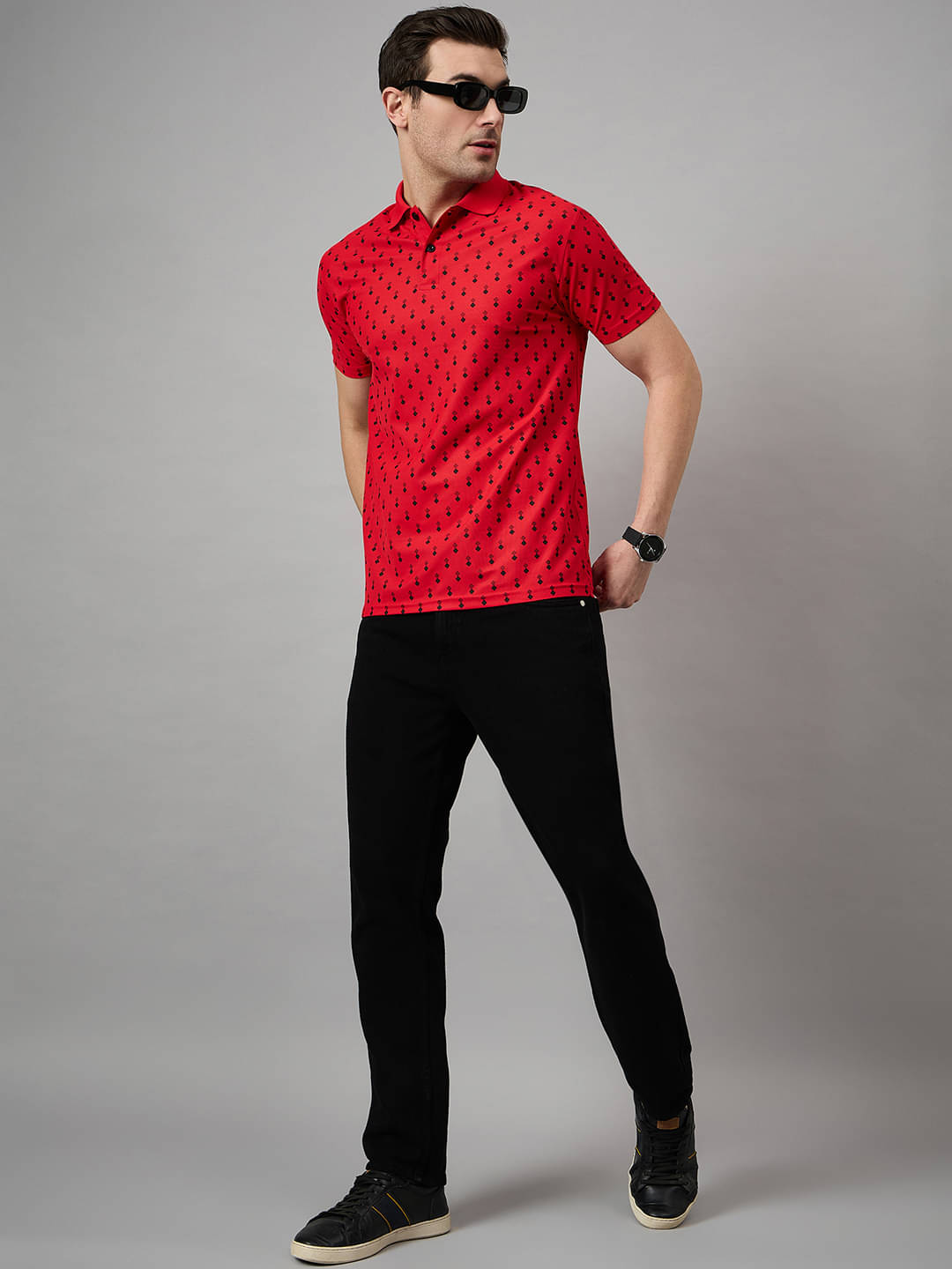 BRONATION Pack of 1 Cotton Blend Regular Fit Printed Half Sleeves Men's Polo T Shirt ( Red ) BRONATION Pack of 1 Cotton Blend Regular Fit Printed Half Sleeves Men's Polo T Shirt ( Red )