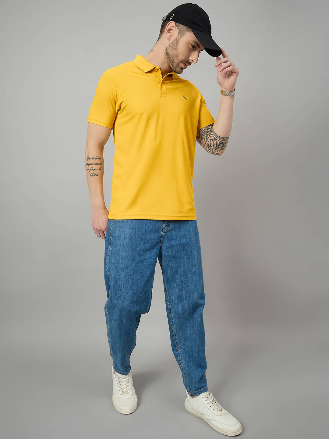     			BRONATION Pack of 1 Cotton Blend Regular Fit Solid Half Sleeves Men's Polo T Shirt ( Mustard )