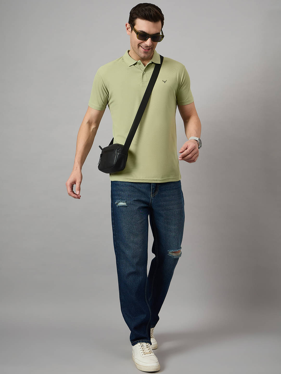     			BRONATION Pack of 1 Cotton Blend Regular Fit Solid Half Sleeves Men's Polo T Shirt ( Sea Green )