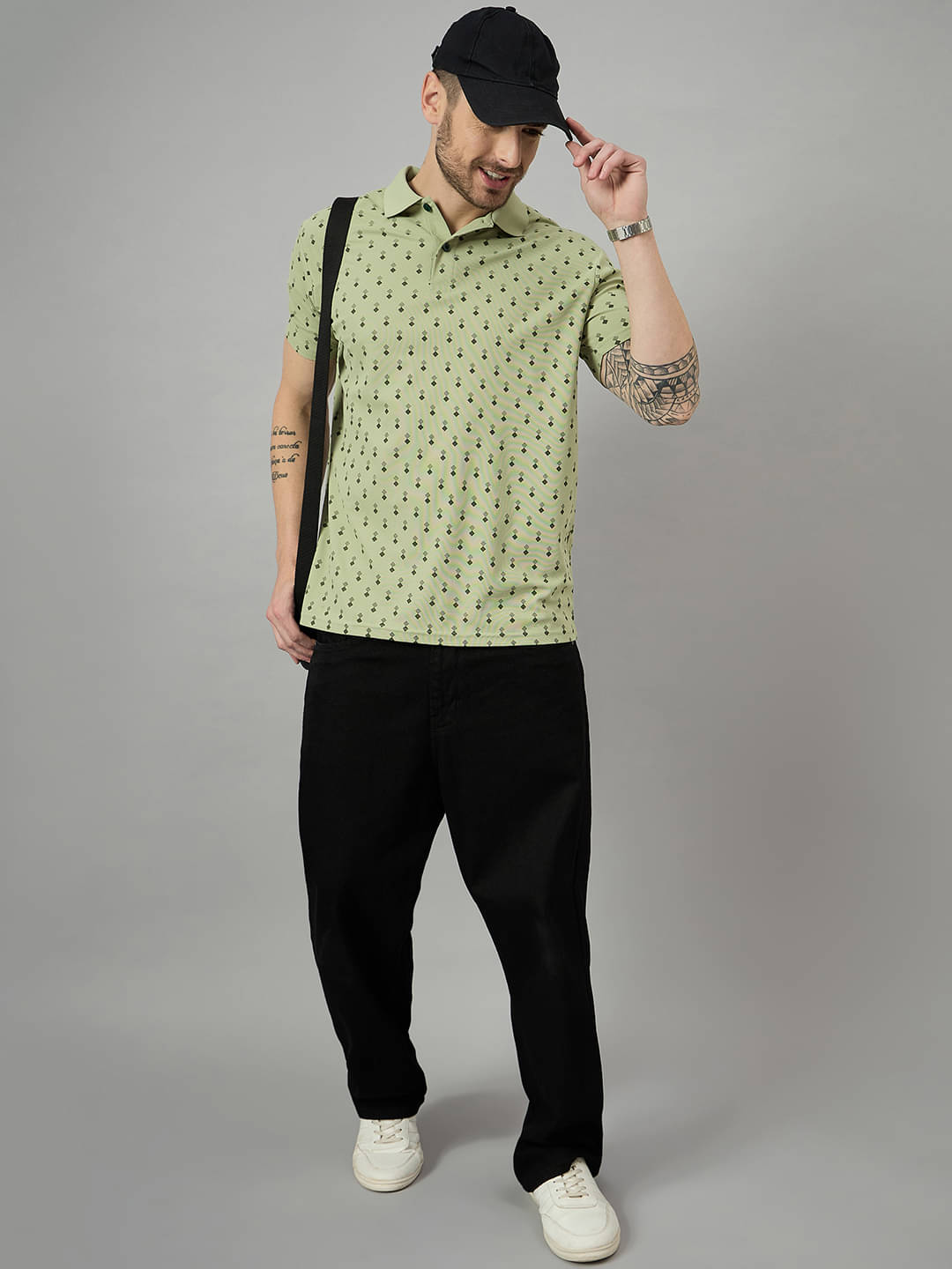     			BRONATION Pack of 1 Cotton Blend Regular Fit Printed Half Sleeves Men's Polo T Shirt ( Sea Green )