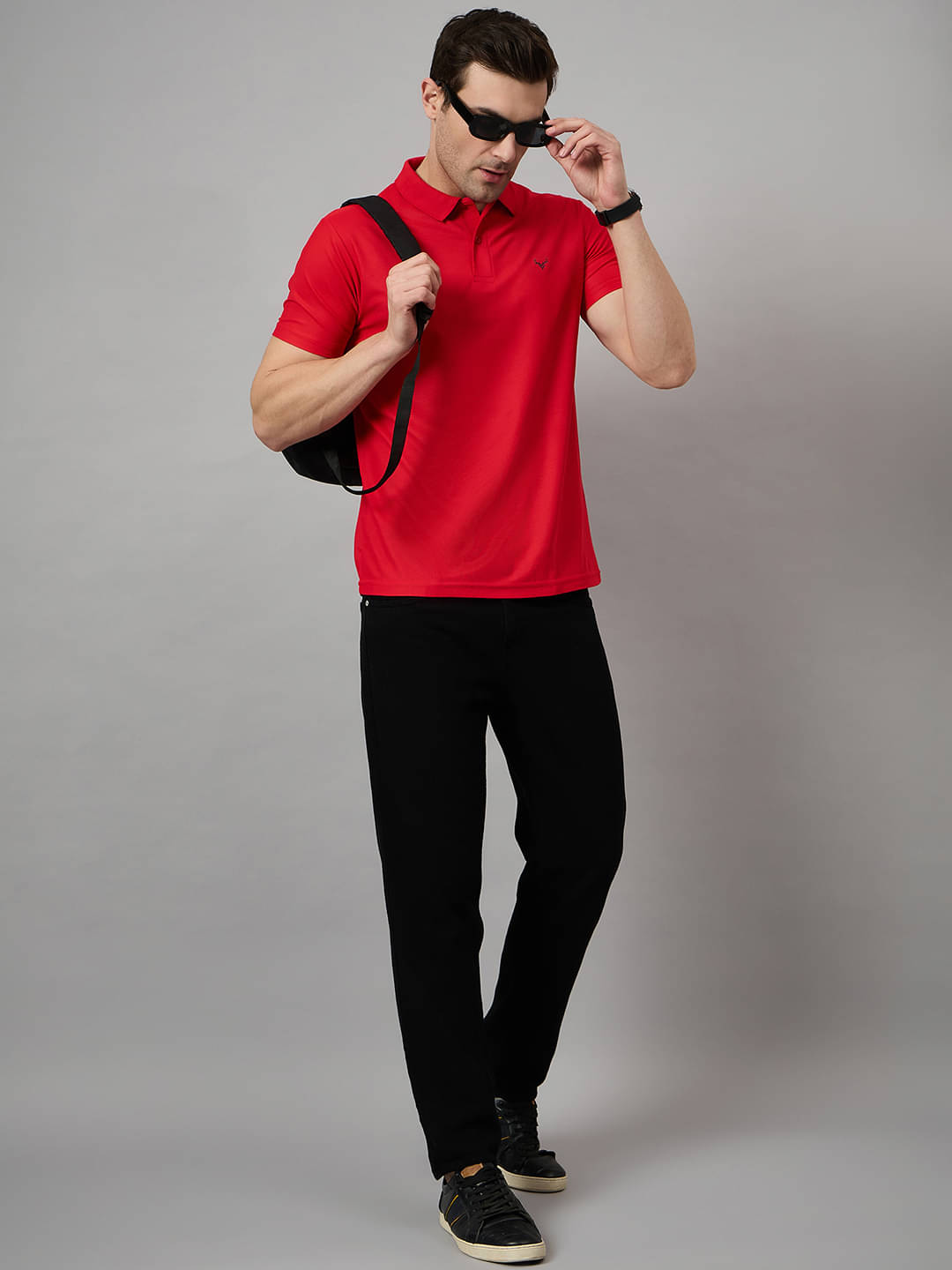    			BRONATION Pack of 1 Cotton Blend Regular Fit Solid Half Sleeves Men's Polo T Shirt ( Red )