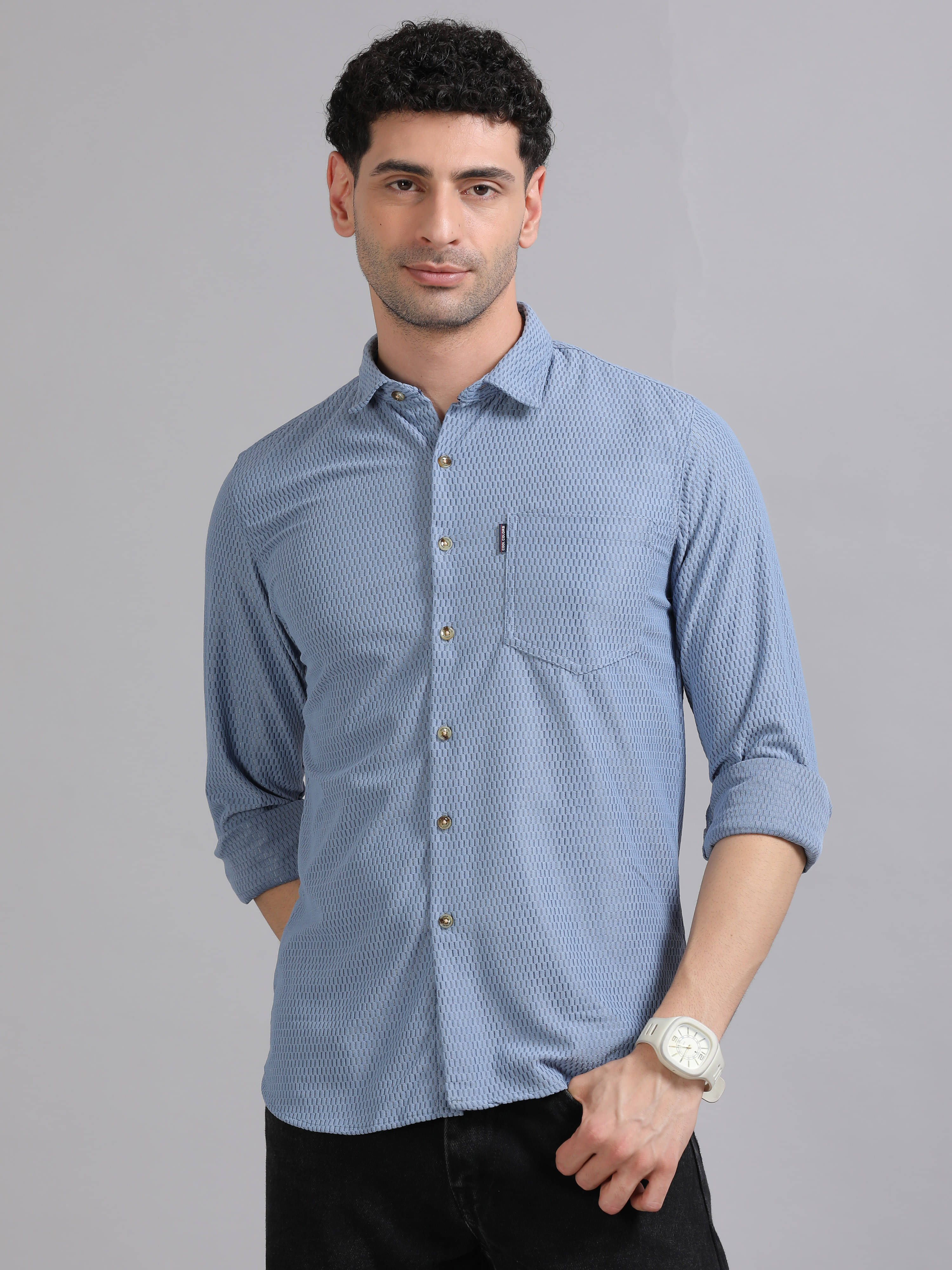 Cool Colors 100% Cotton Slim Fit Printed Full Sleeves Men's Casual Shirt - Blue ( Pack of 1 ) Cool Colors 100% Cotton Slim Fit Printed Full Sleeves Men's Casual Shirt - Blue ( Pack of 1 )
