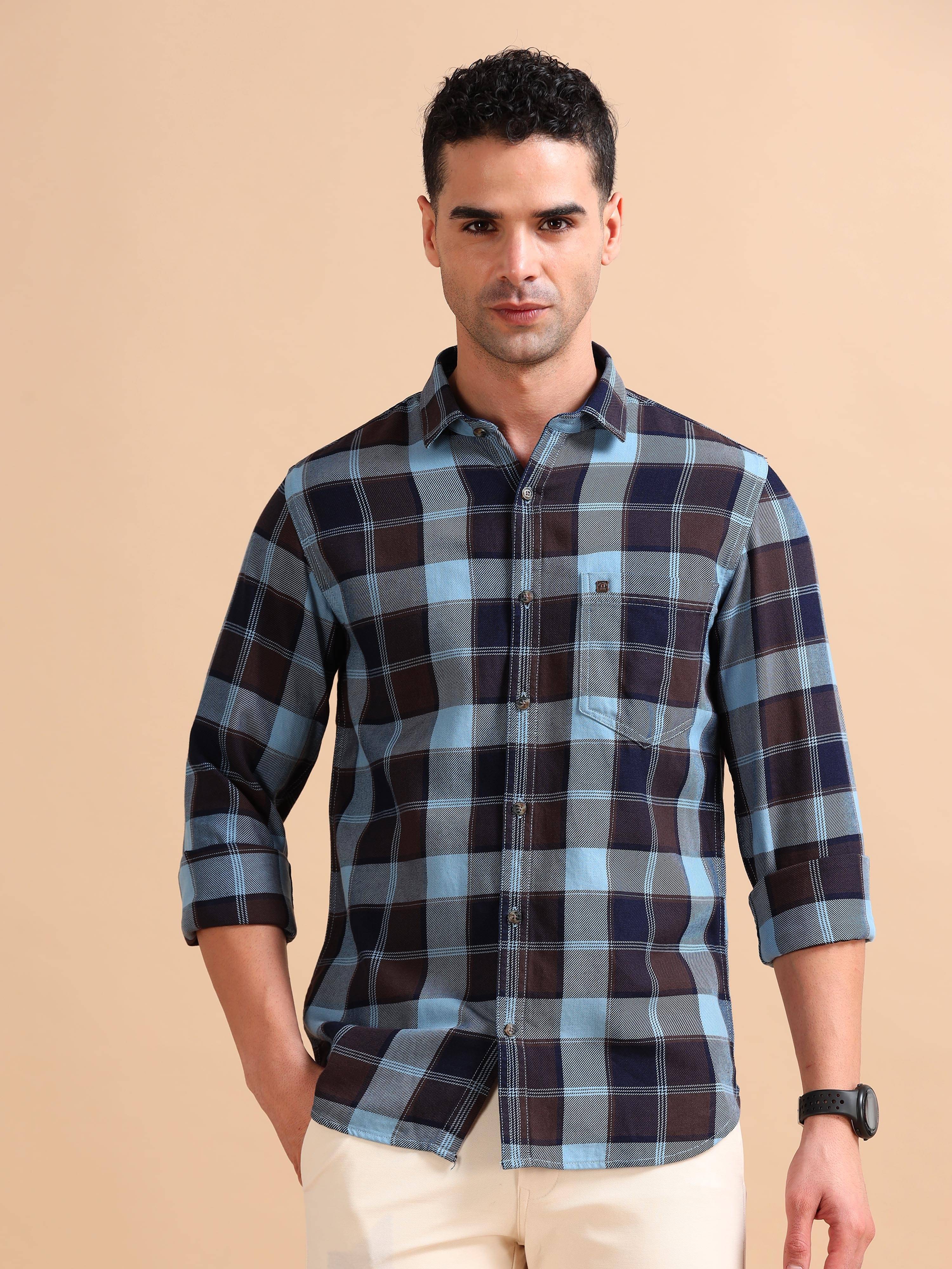 Cool Colors 100% Cotton Slim Fit Checks Full Sleeves Men's Casual Shirt - Blue ( Pack of 1 ) Cool Colors 100% Cotton Slim Fit Checks Full Sleeves Men's Casual Shirt - Blue ( Pack of 1 )