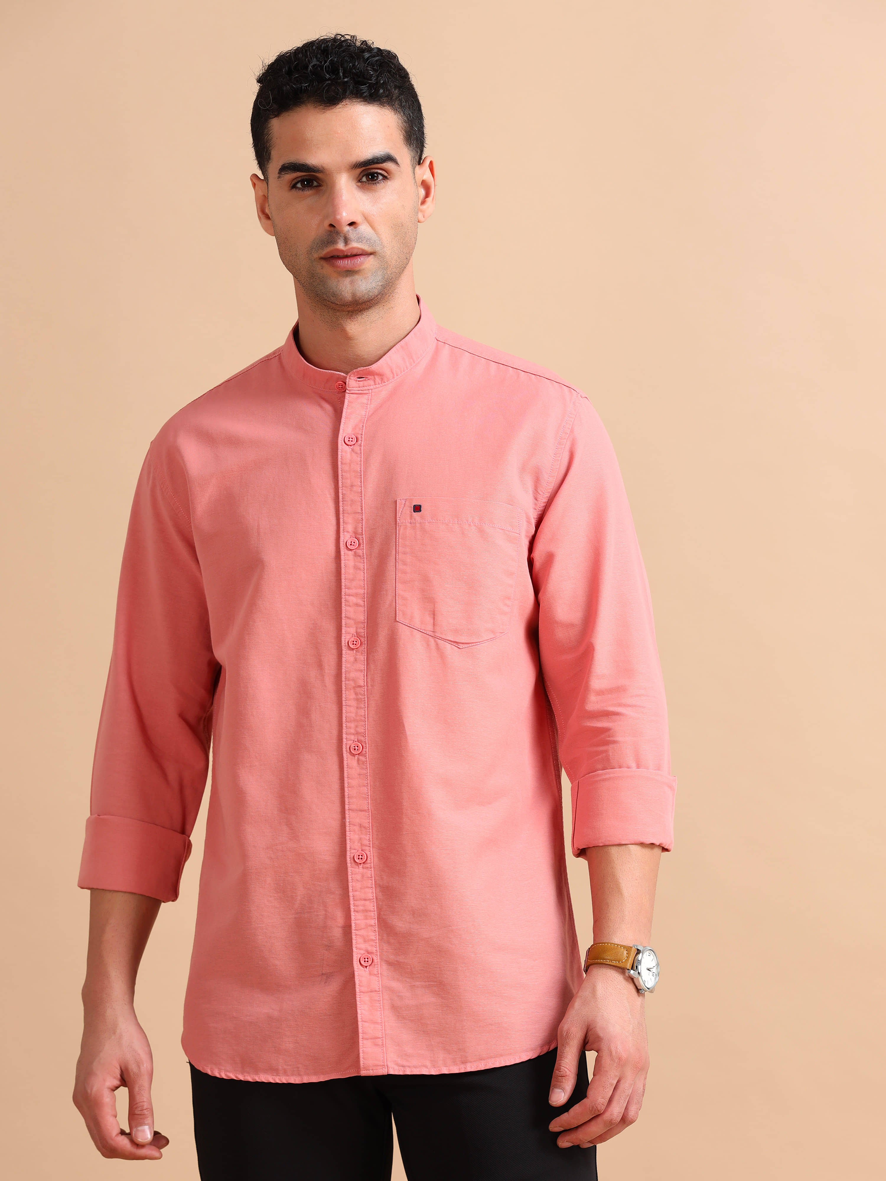Cool Colors 100% Cotton Slim Fit Solids Full Sleeves Men's Casual Shirt - Navy ( Pack of 1 )