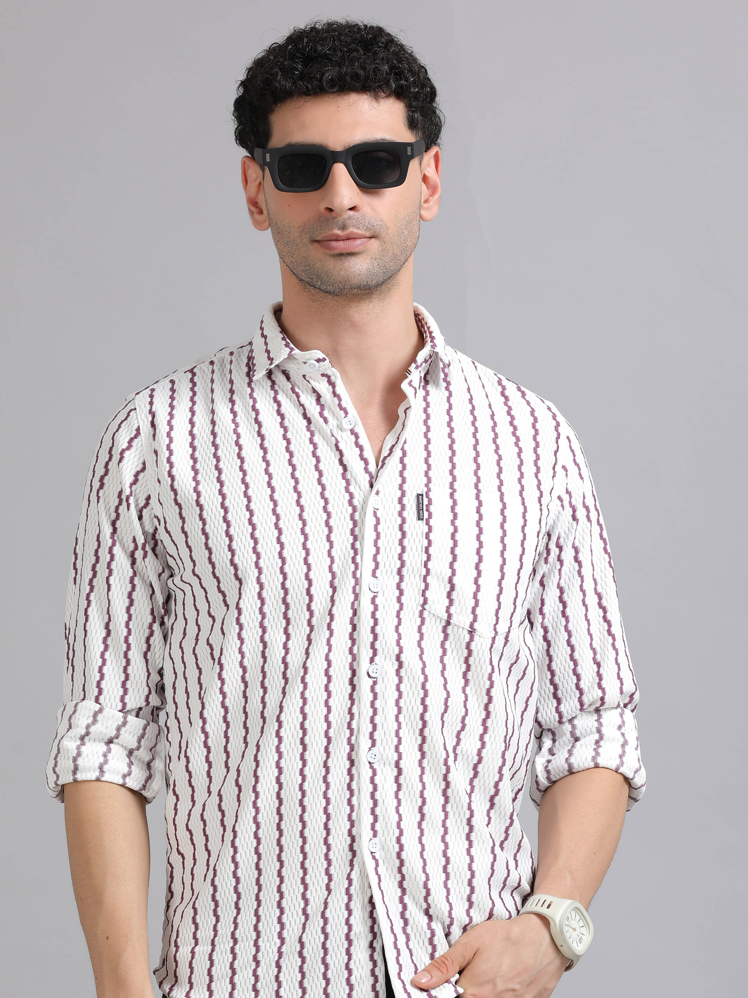 Cool Colors 100% Cotton Slim Fit Printed Full Sleeves Men's Casual Shirt - Purple ( Pack of 1 ) Cool Colors 100% Cotton Slim Fit Printed Full Sleeves Men's Casual Shirt - Purple ( Pack of 1 )