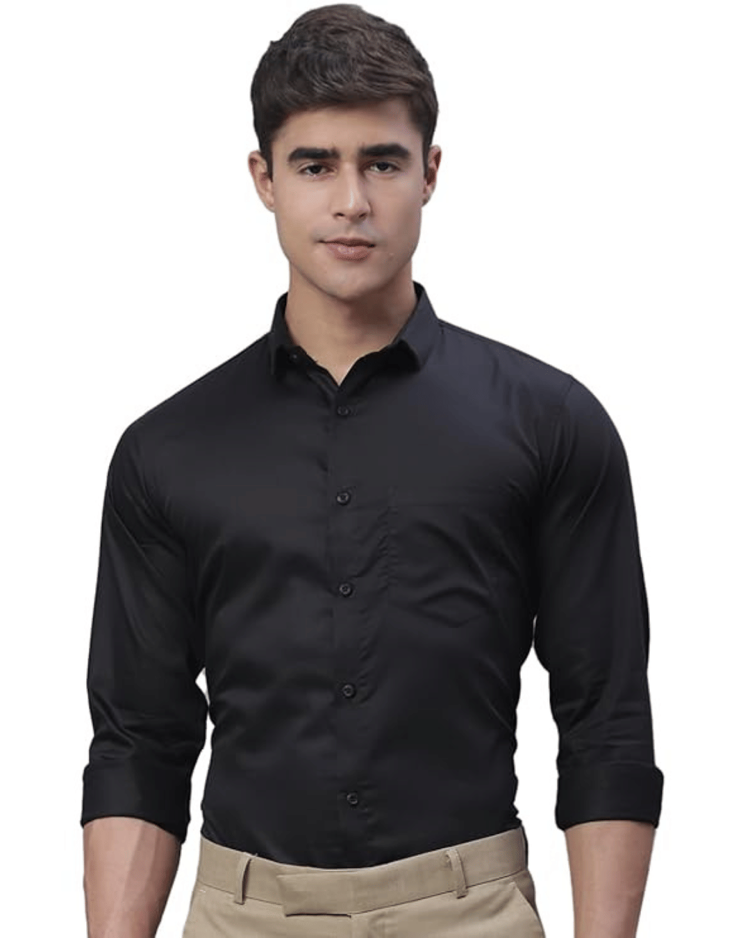 D & SON'S Cotton Blend Regular Fit Full Sleeves Men's Formal Shirt - Black ( Pack of 1 )