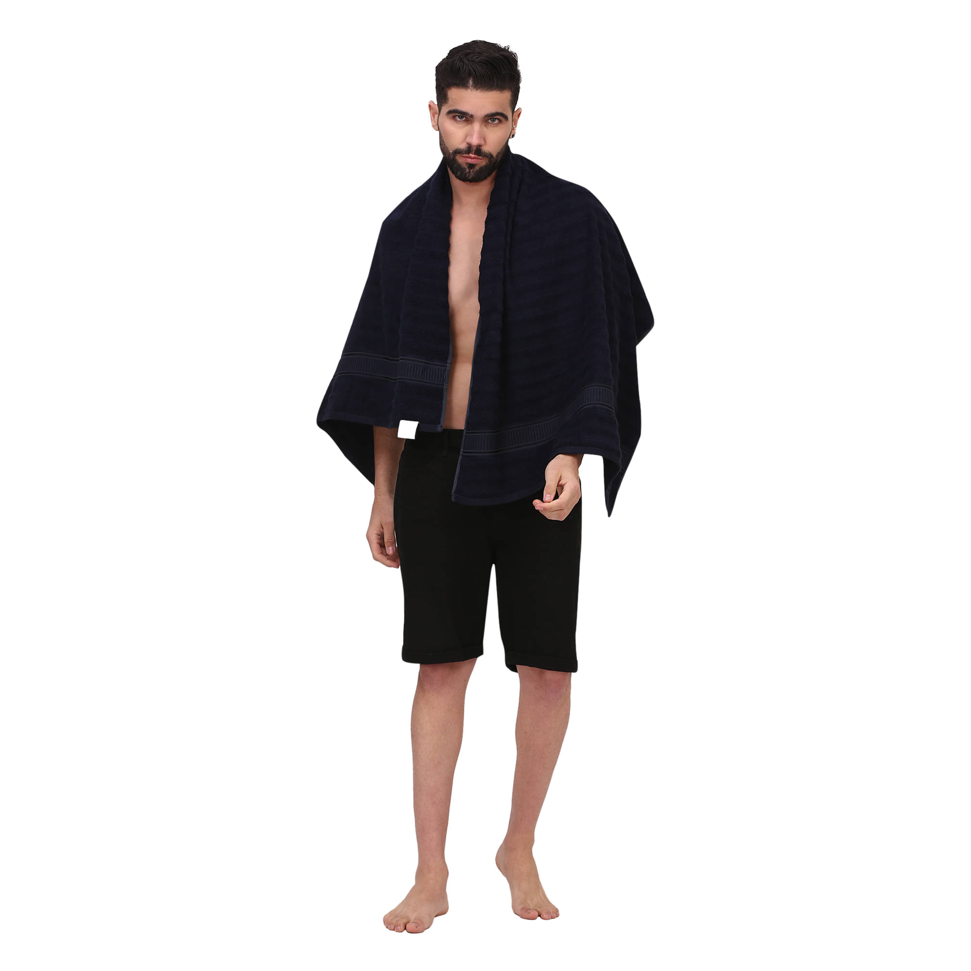     			Dollar Pack of 1 Linen Above 600 -GSM Bath Towel ( Navy Blue )