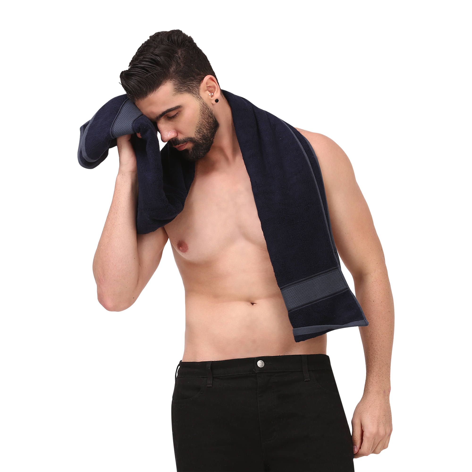     			Dollar Pack of 1 Linen Above 600 -GSM Bath Towel ( Navy Blue )