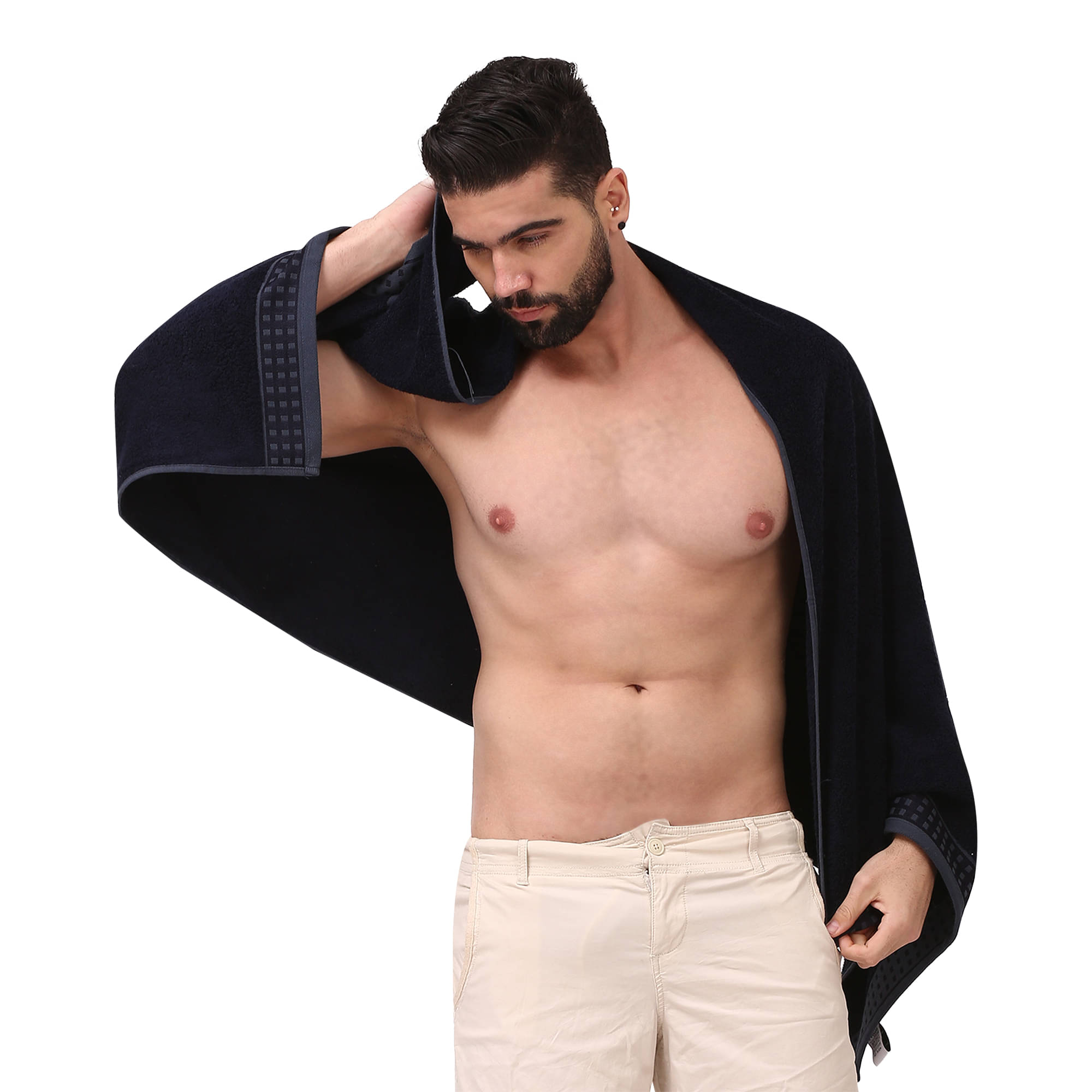     			Dollar Pack of 1 Linen Above 600 -GSM Bath Towel ( Navy Blue )