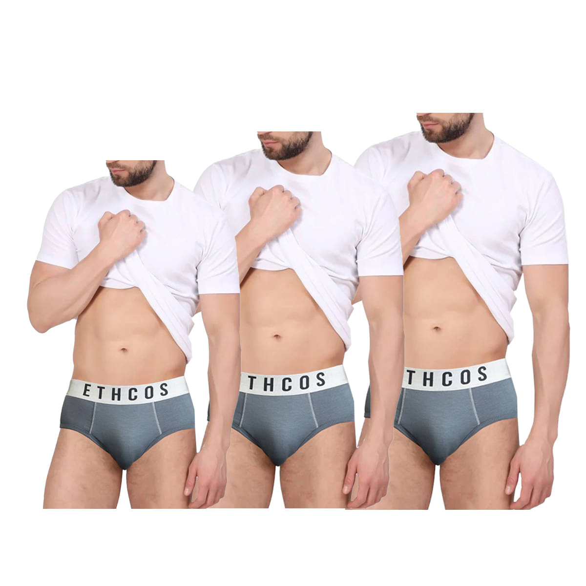 ETHCOS Pack of 3 Modal Briefs For Men's ( Grey ) ETHCOS Pack of 3 Modal Briefs For Men's ( Grey )