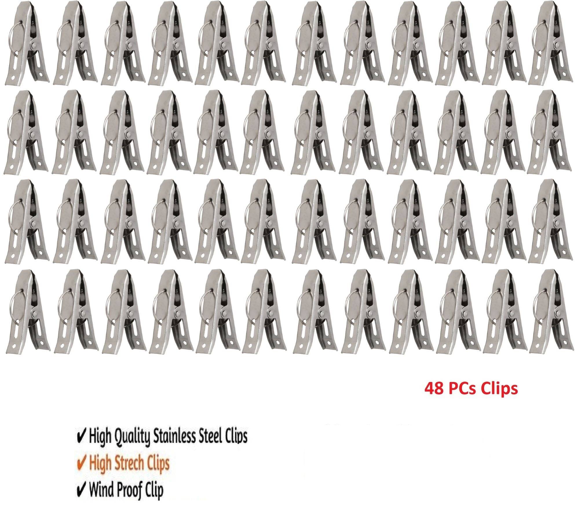 Fashion Bizz 48 Cloth Peg/ Drying Pins for Hanger/Rods/Ropes Stainless Steel Cloth Clips (Steel Pack of 48) Fashion Bizz 48 Cloth Peg/ Drying Pins for Hanger/Rods/Ropes Stainless Steel Cloth Clips (Steel Pack of 48)