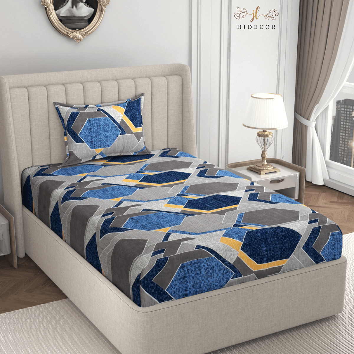 HIDECOR Microfiber 1 Single Bedsheet with 1 Pillow Cover ( Blue ) HIDECOR Microfiber 1 Single Bedsheet with 1 Pillow Cover ( Blue )