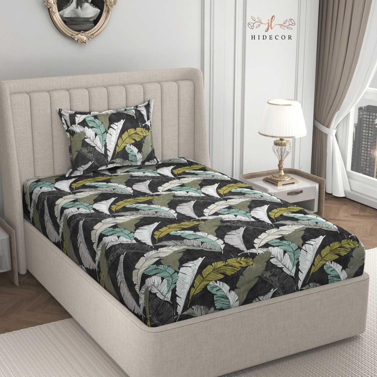     			HIDECOR Microfiber 1 Single Bedsheet with 1 Pillow Cover ( Gray )