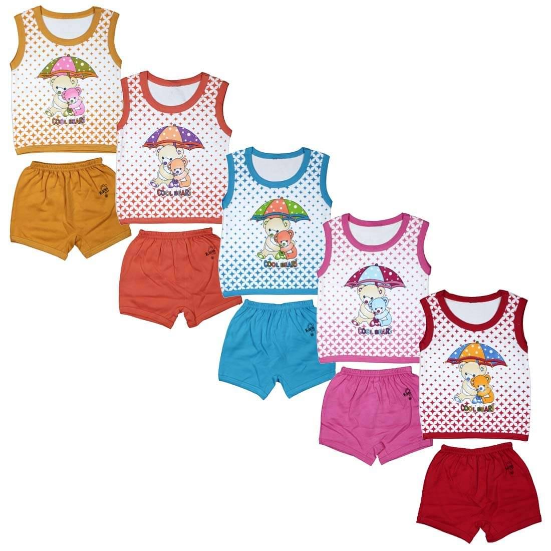     			JUST TRY FASHION Pack of 5 Unisex for Baby Cotton Top & Shorts ( Multicolor 6 )