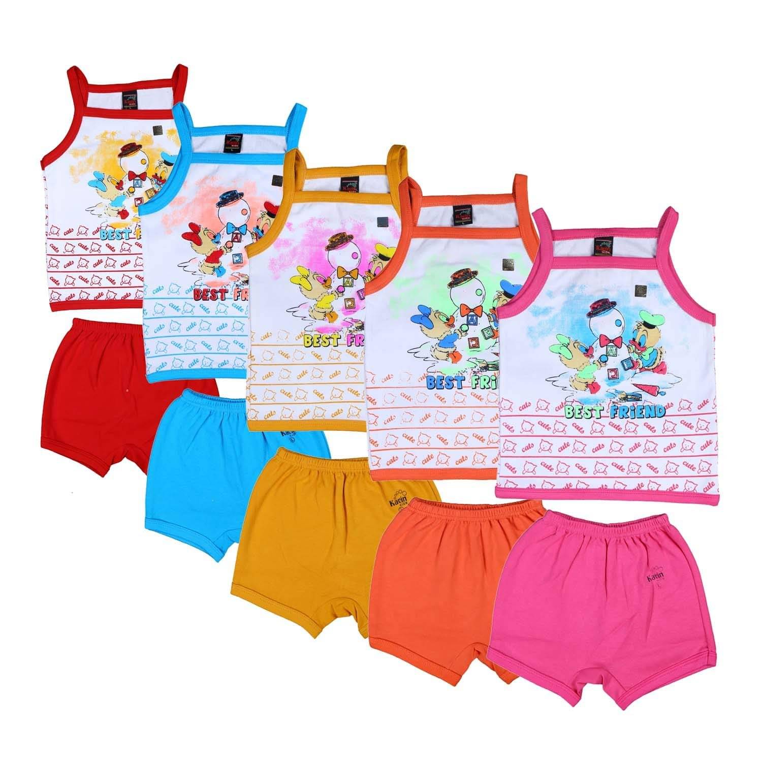     			JUST TRY FASHION Pack of 5 Unisex for Baby Cotton Top & Shorts ( Multicolor 3 )