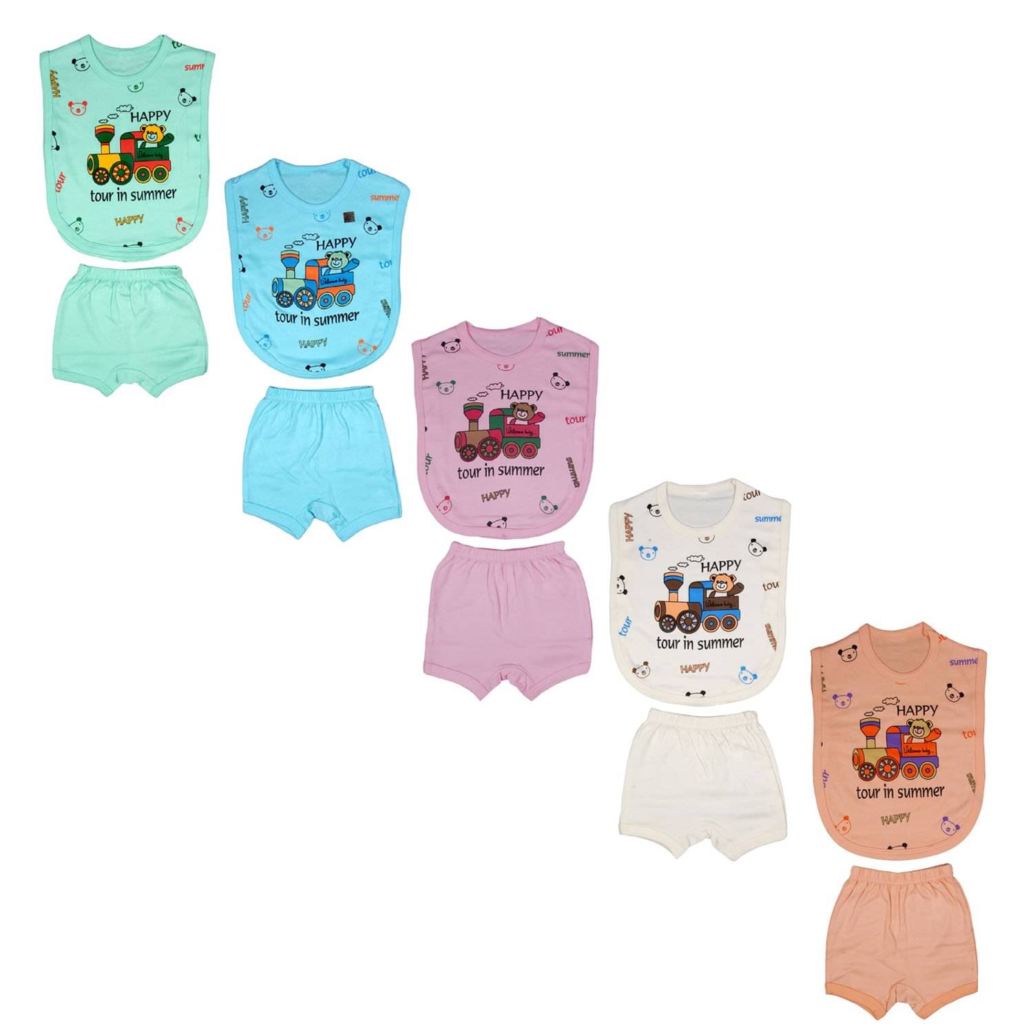 JUST TRY FASHION Pack of 5 Unisex for Baby Cotton T-shirt & Shorts ( Multicolor 1 ) JUST TRY FASHION Pack of 5 Unisex for Baby Cotton T-shirt & Shorts ( Multicolor 1 )