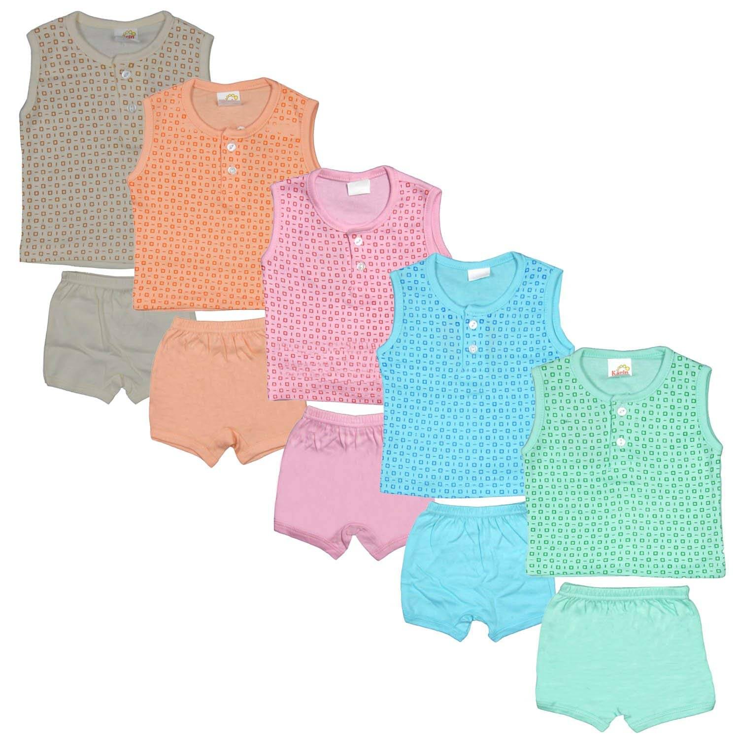     			JUST TRY FASHION Pack of 5 Unisex for Baby Cotton T-shirt & Shorts ( Multicolor 2 )