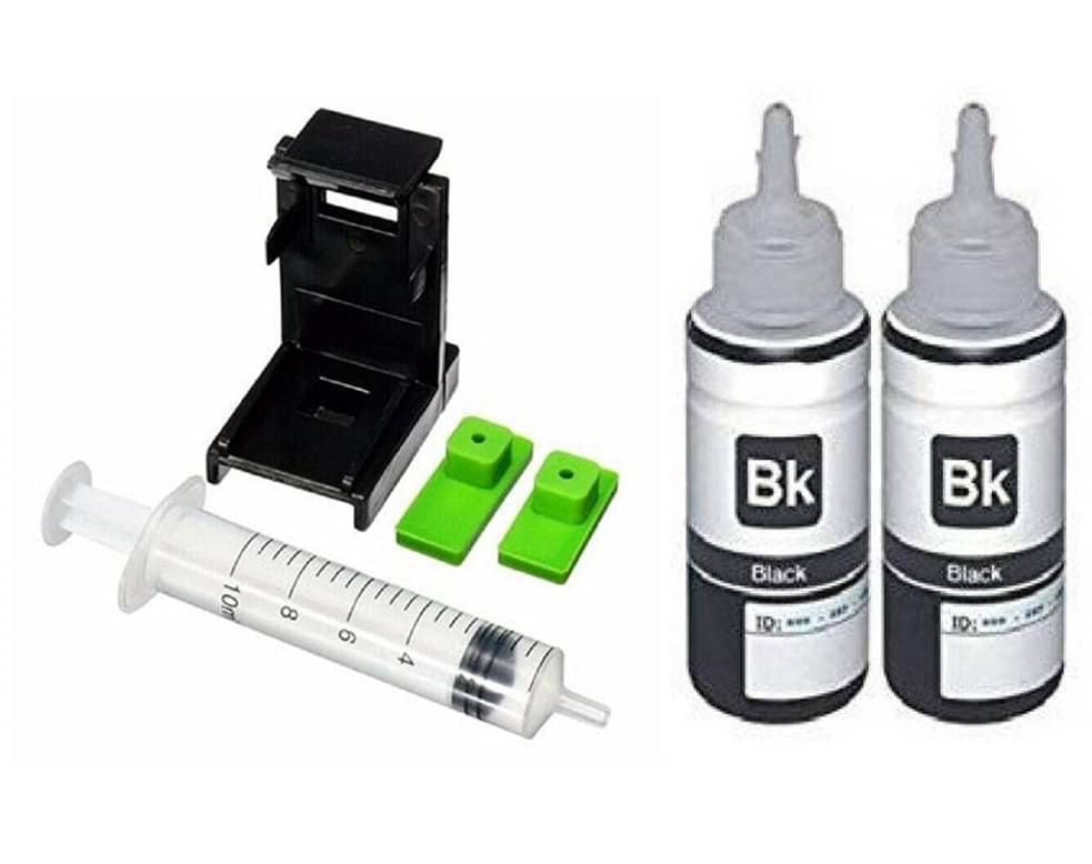     			KALAR Refill Ink Black Pack of 2 Cartridge for H_P and CAN0N Cartridge Printers - 90ml Per Bottle