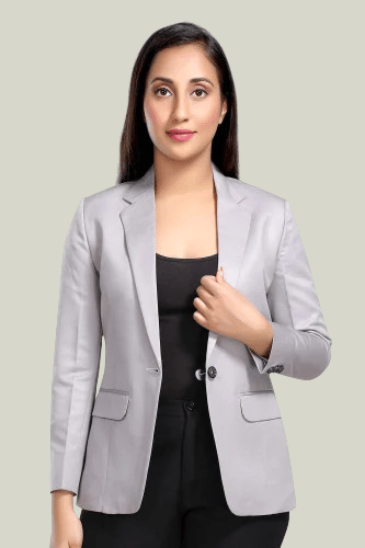 MAYKR - Cotton Blend Grey Blazers Pack of 1     			MAYKR - Cotton Blend Grey Blazers Pack of 1
