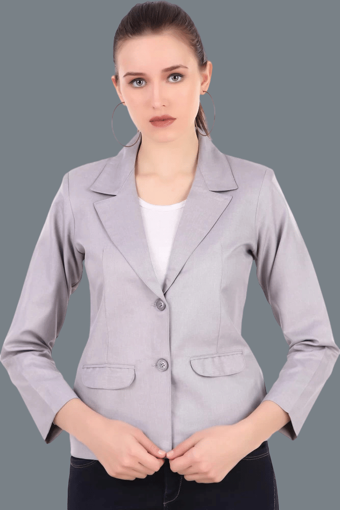 MAYKR - Cotton Blend Grey Blazers Pack of 1     			MAYKR - Cotton Blend Grey Blazers Pack of 1