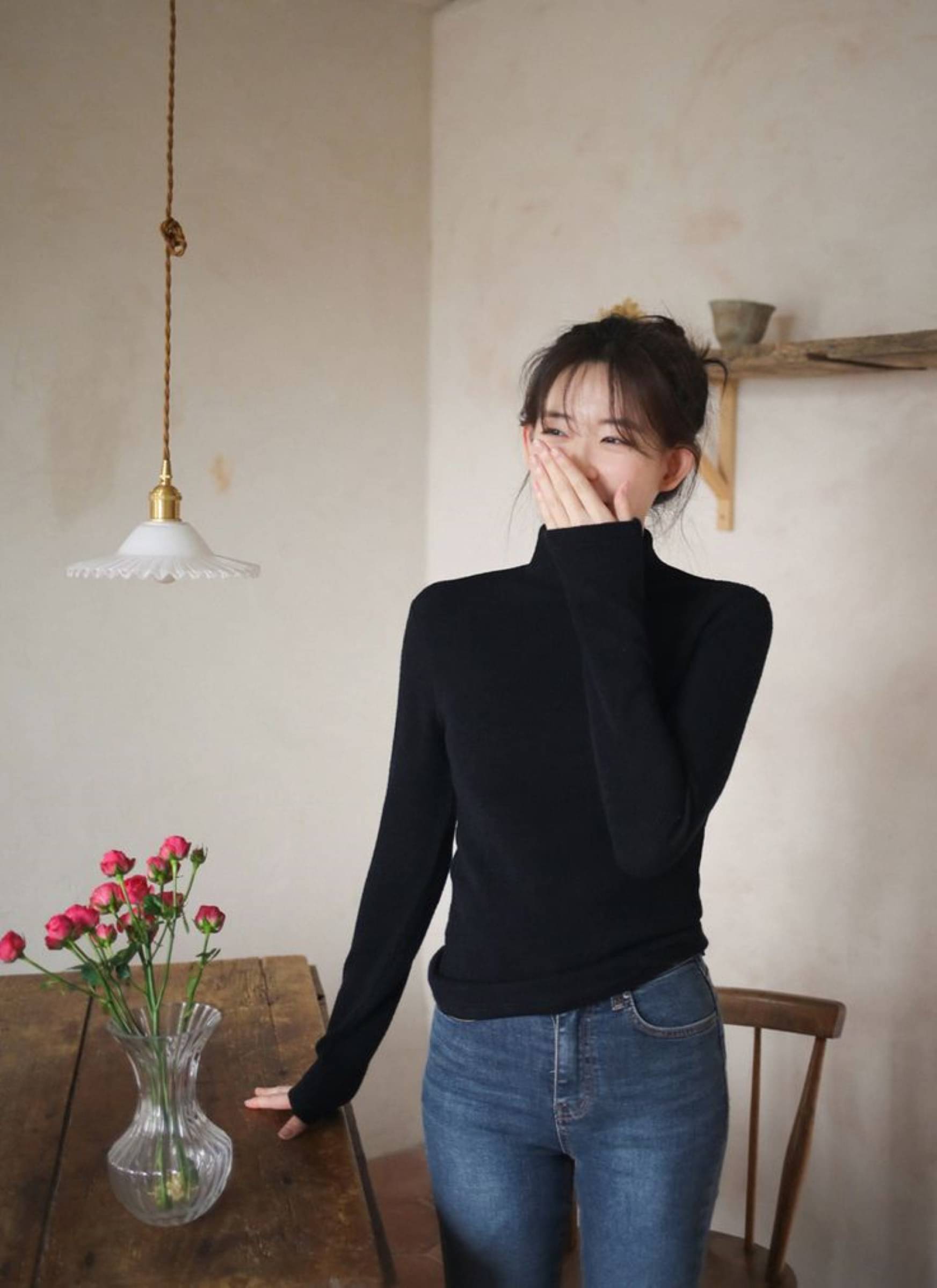     			MAYKR Woollen High Neck Women's Pullovers - Black ( Single )