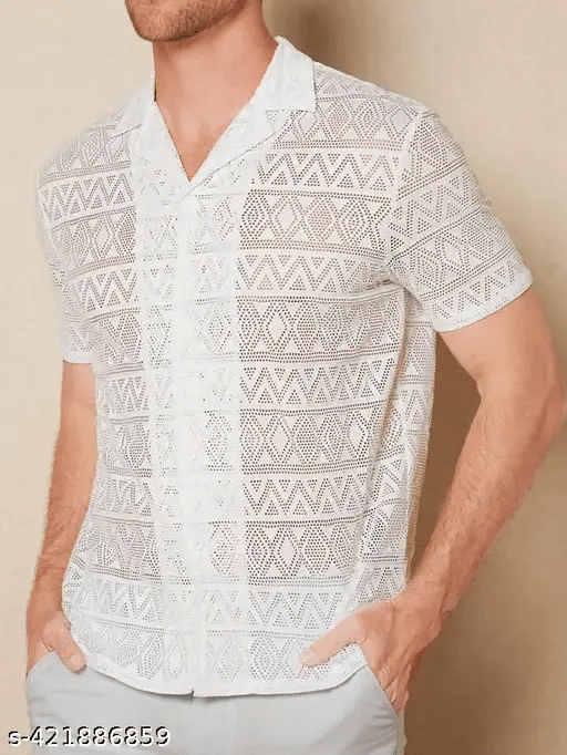 Marc Laurent Cotton Blend Regular Fit Solids Half Sleeves Men's Casual Shirt - White ( Pack of 1 )