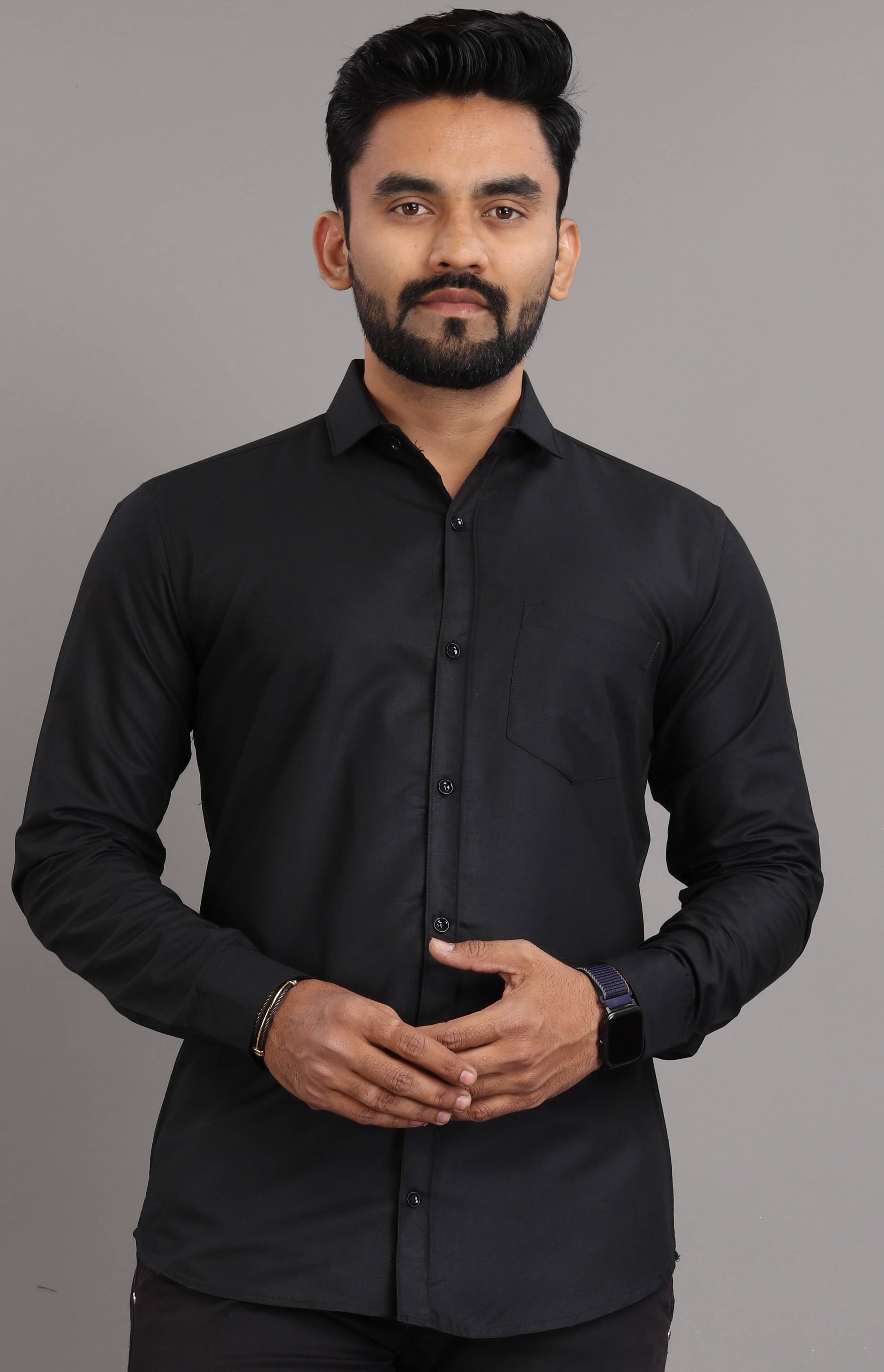 Nofilter Cotton Blend Regular Fit Full Sleeves Men's Formal Shirt - Black ( Pack of 1 ) Nofilter Cotton Blend Regular Fit Full Sleeves Men's Formal Shirt - Black ( Pack of 1 )
