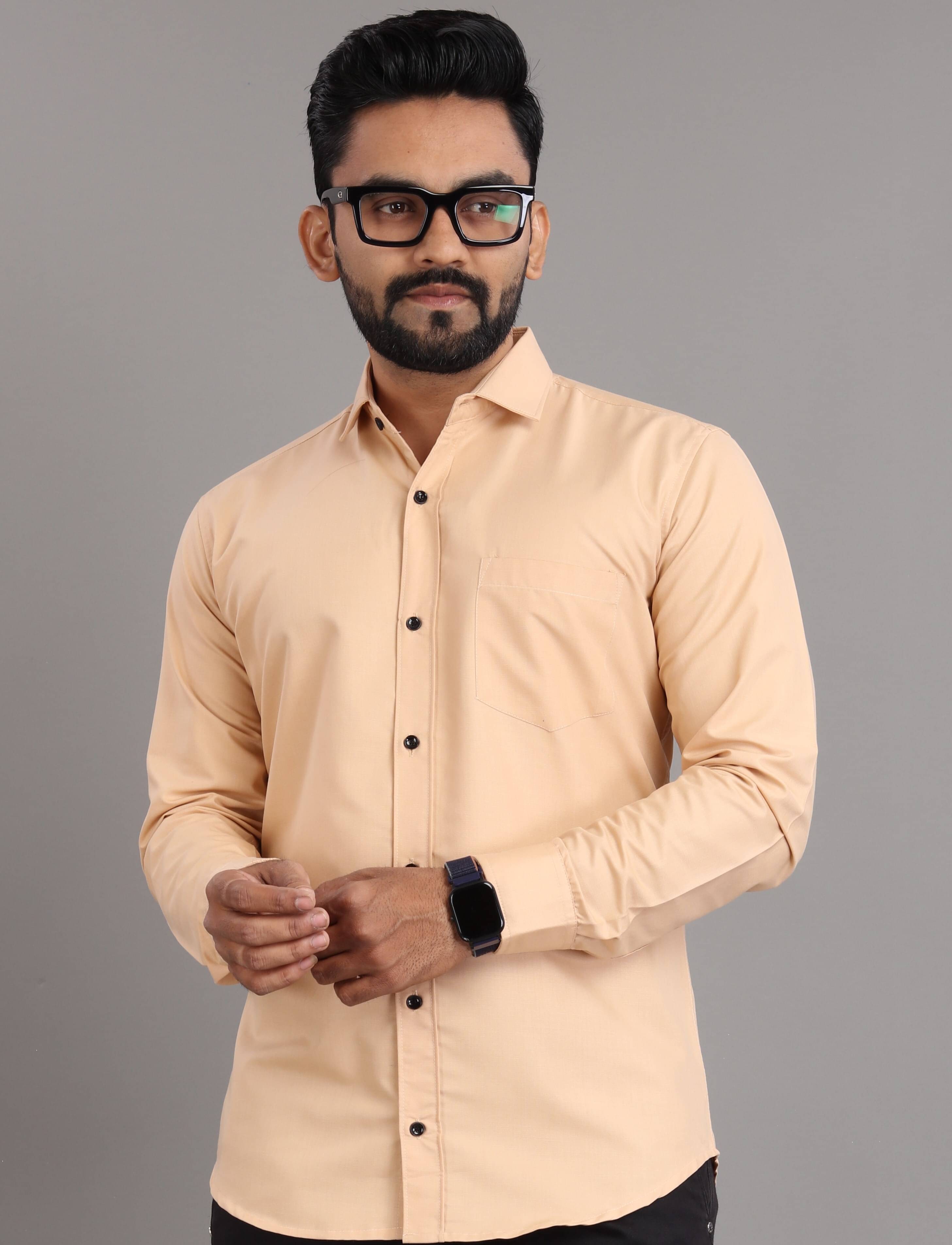 Nofilter Cotton Blend Regular Fit Full Sleeves Men's Formal Shirt - Beige ( Pack of 1 ) Nofilter Cotton Blend Regular Fit Full Sleeves Men's Formal Shirt - Beige ( Pack of 1 )