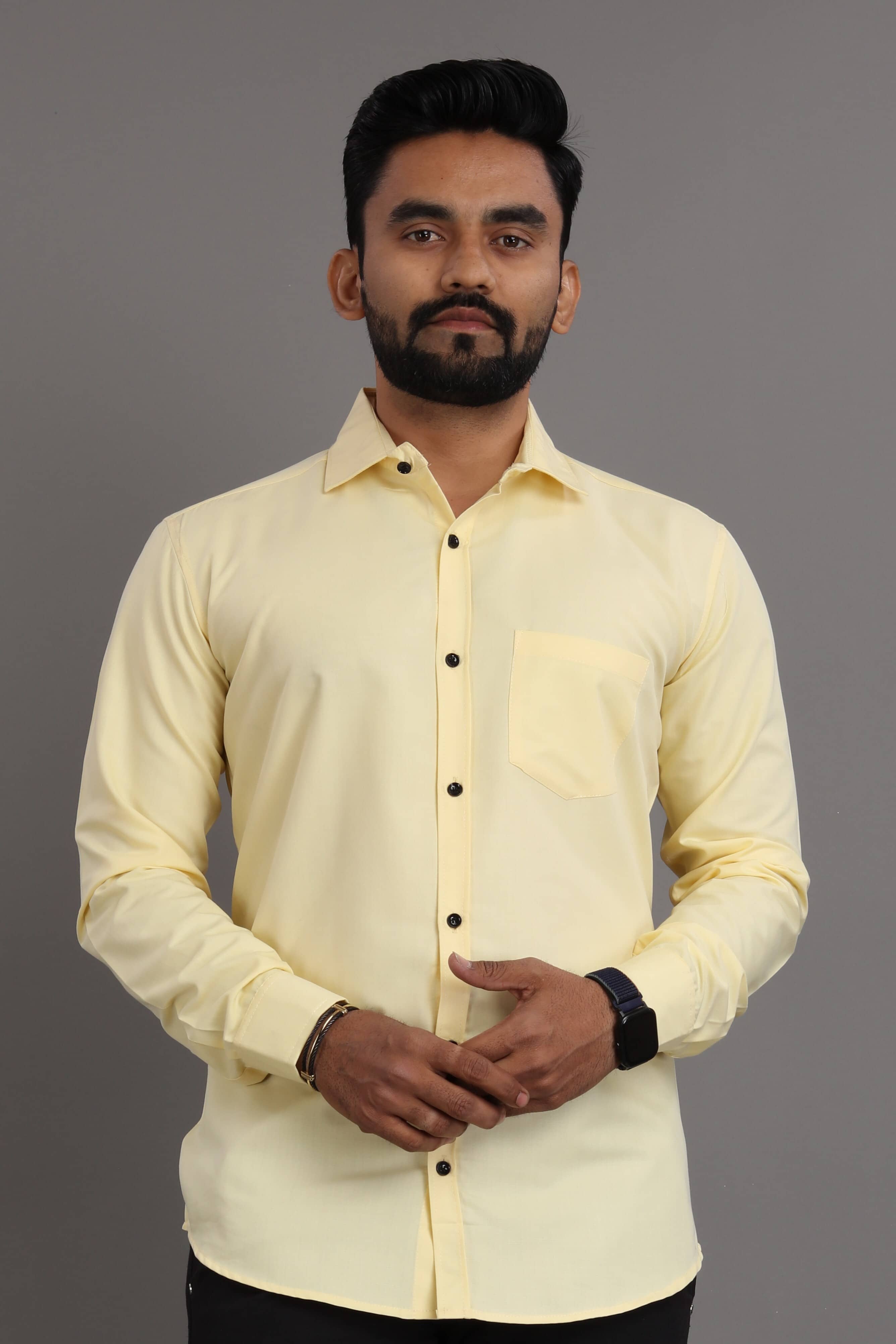 Nofilter Cotton Blend Regular Fit Full Sleeves Men's Formal Shirt - Yellow ( Pack of 1 )