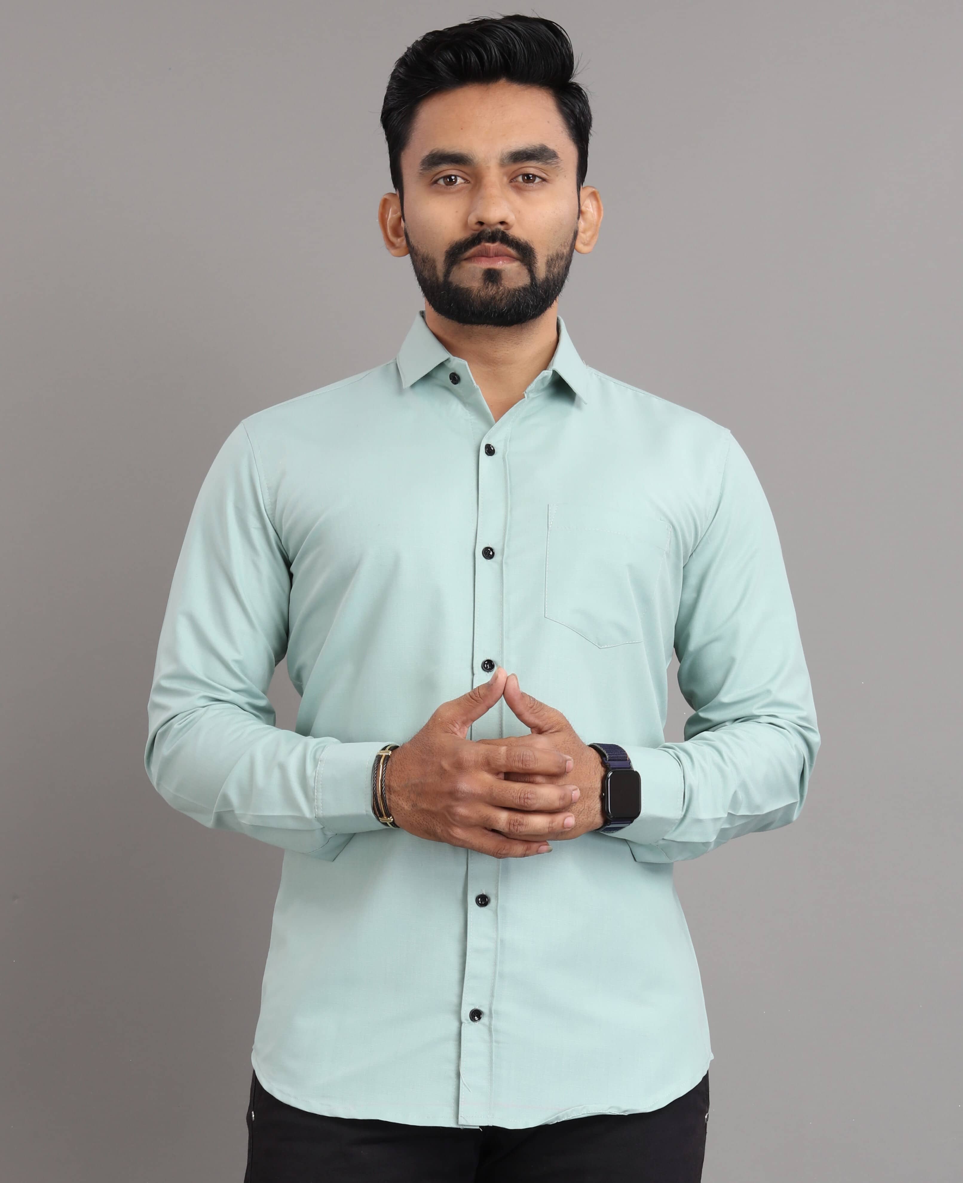 Nofilter Cotton Blend Regular Fit Full Sleeves Men's Formal Shirt - Green ( Pack of 1 )
