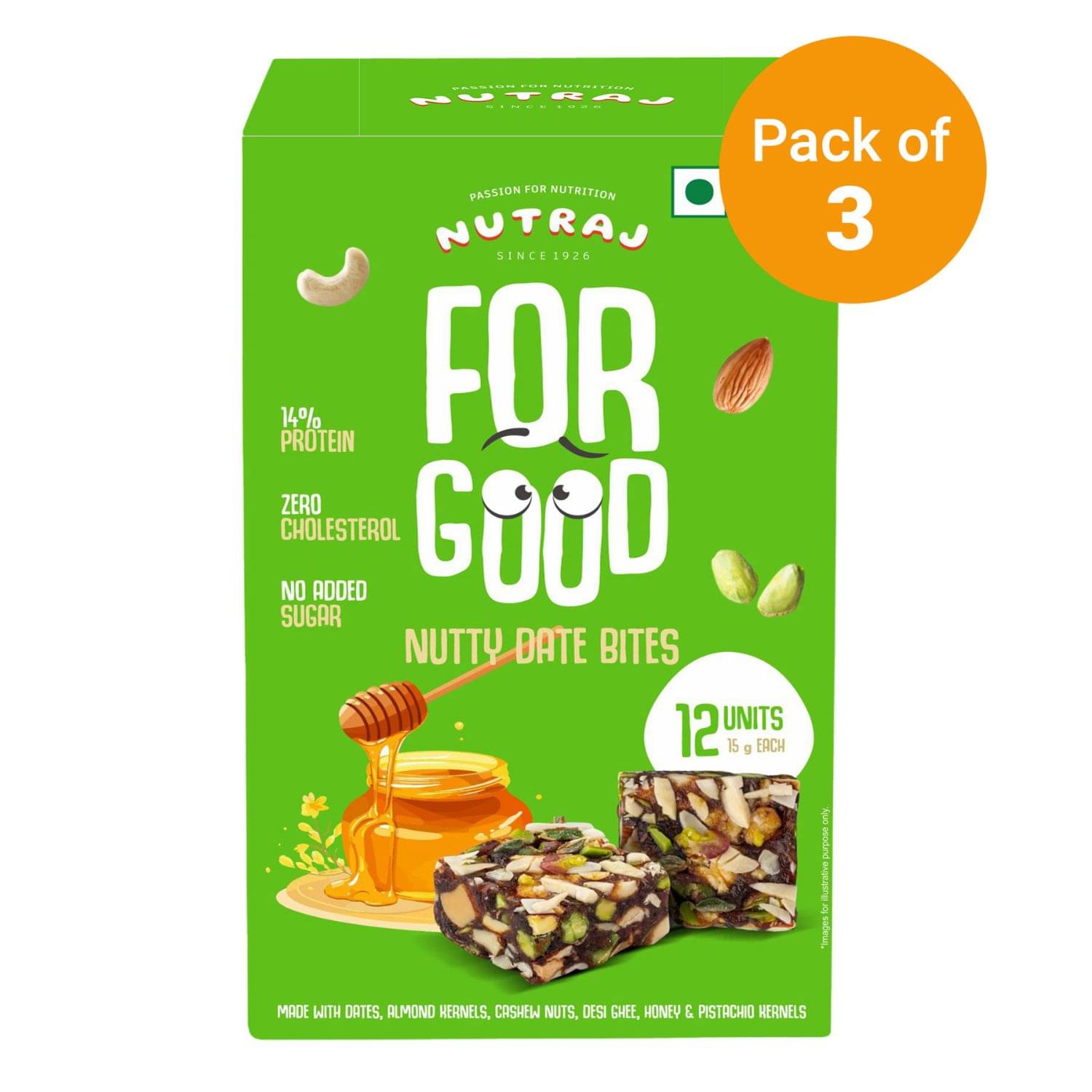     			Nutraj Nutty Dates Bites 180g (12 x 15g) (Pack of 3), Dry Fruits Date Bites)