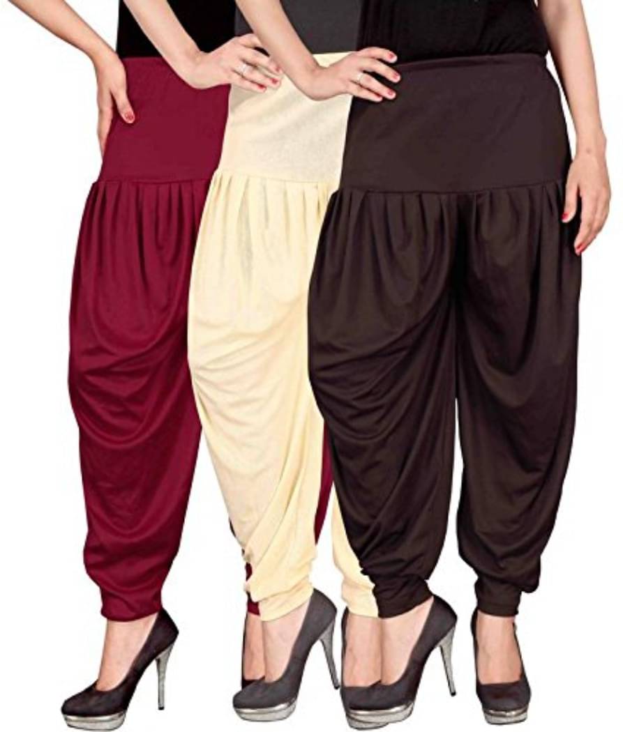     			OuterWear Pack of 3 Viscose Women's Patiala ( Multicolor )