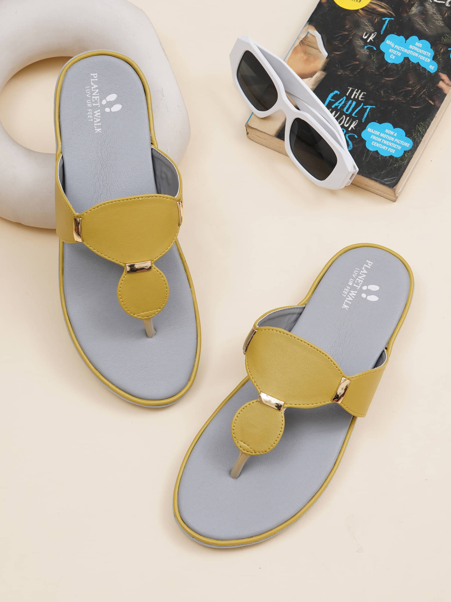     			PLANET WALK Yellow Women's Flats
