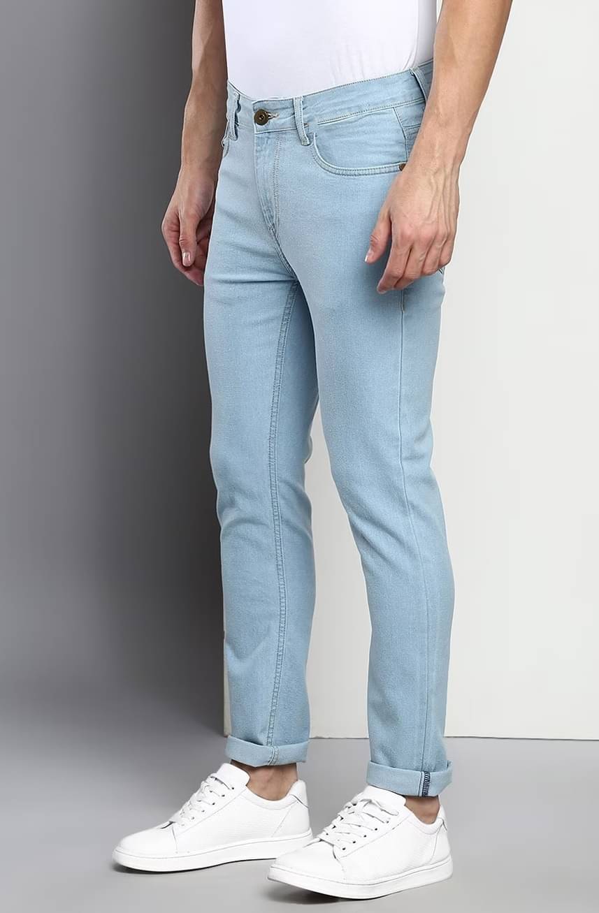     			POKHINDA Skinny Fit Cuffed Hem Men's Jeans - Blue ( Pack of 1 )